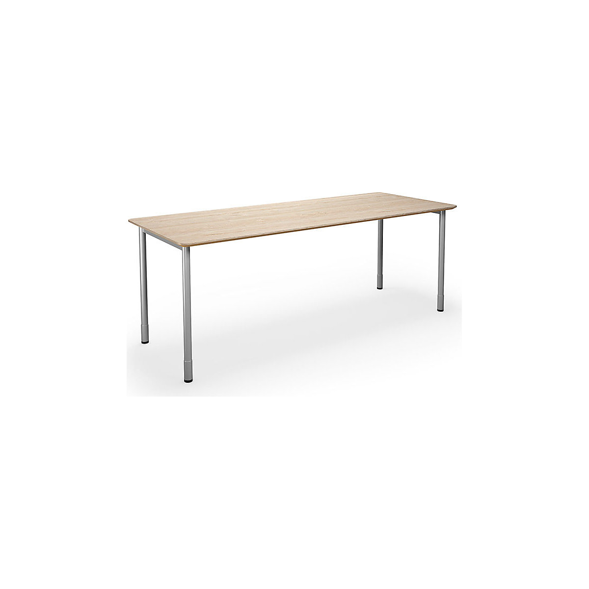 DUO-C Trend multi-purpose desk, straight tabletop, rounded corners, WxD 2000 x 800 mm, oak, silver-4