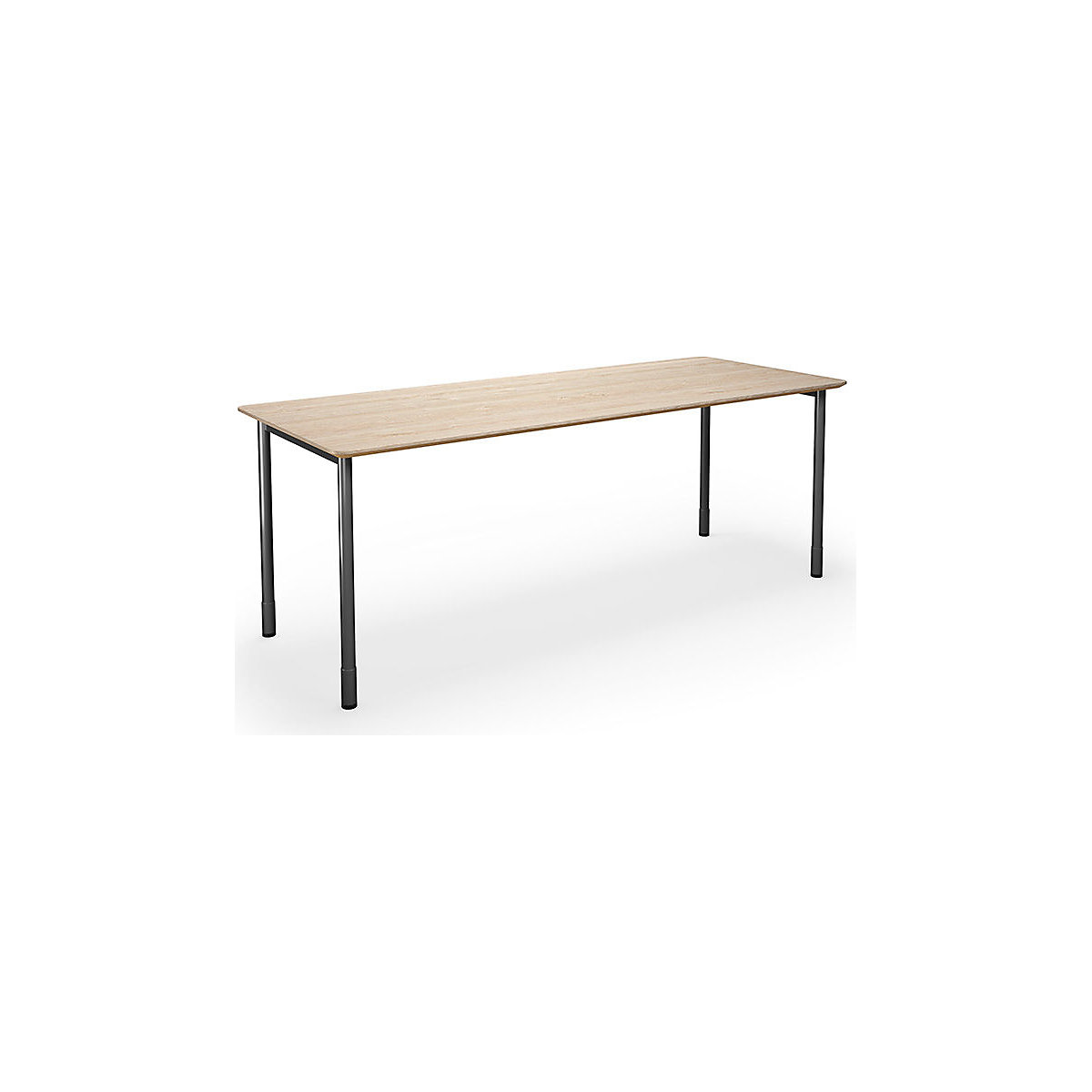 DUO-C Trend multi-purpose desk, straight tabletop, rounded corners, WxD 2000 x 800 mm, oak, black-3