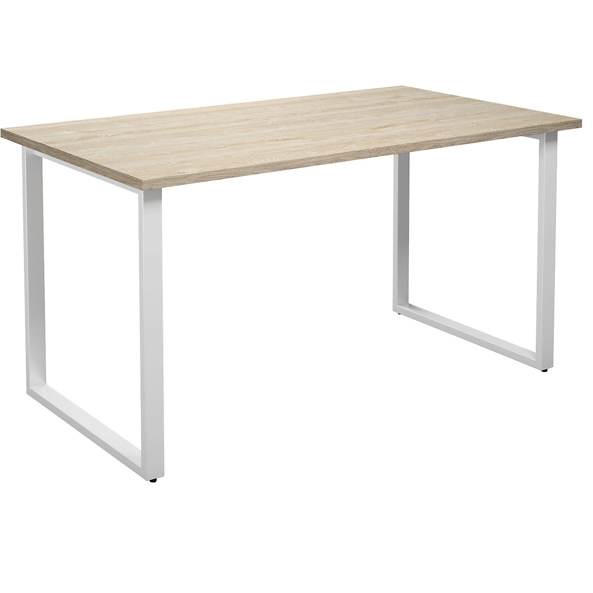 DUO-O multi-purpose desk, straight tabletop, WxD 1400 x 800 mm, oak, white-1