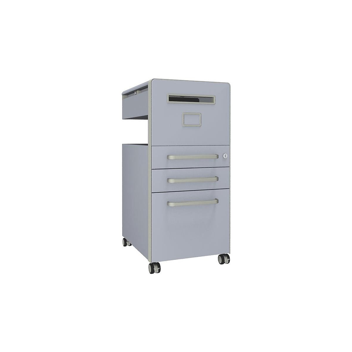 Bite™ pedestal furniture, with 1 whiteboard, opens on the right side – BISLEY, with 2 universal drawers, 1 suspension file drawer, alaska-1