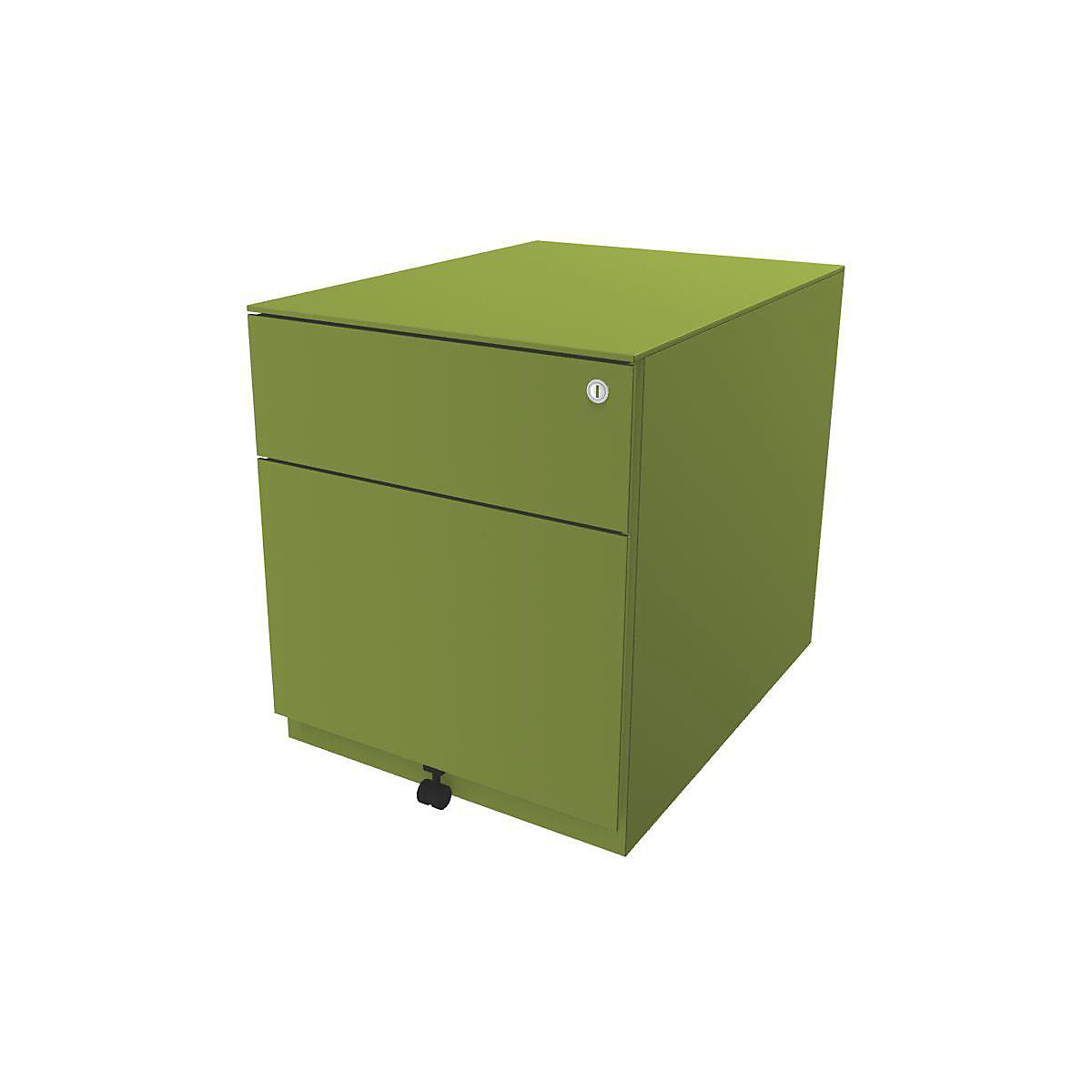 Note™ mobile drawer unit, with 1 suspension file drawer, 1 universal drawer – BISLEY, HxWxD 502 x 420 x 565 mm, with grip rail and top, green-1