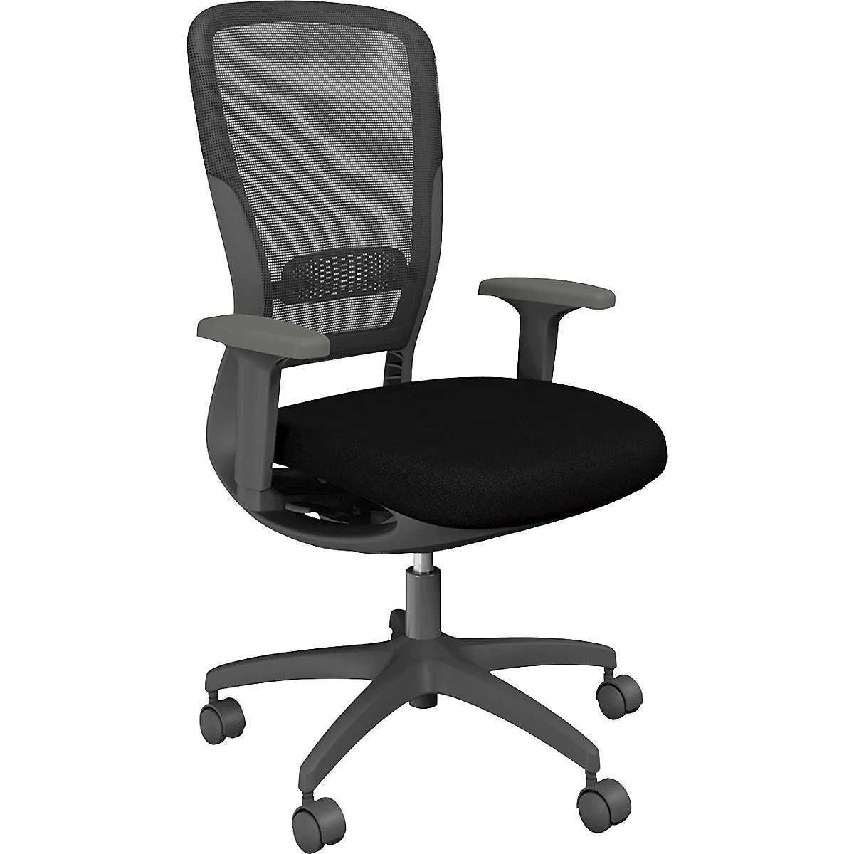 MOTION office chair, mesh backrest, dark grey, black-0