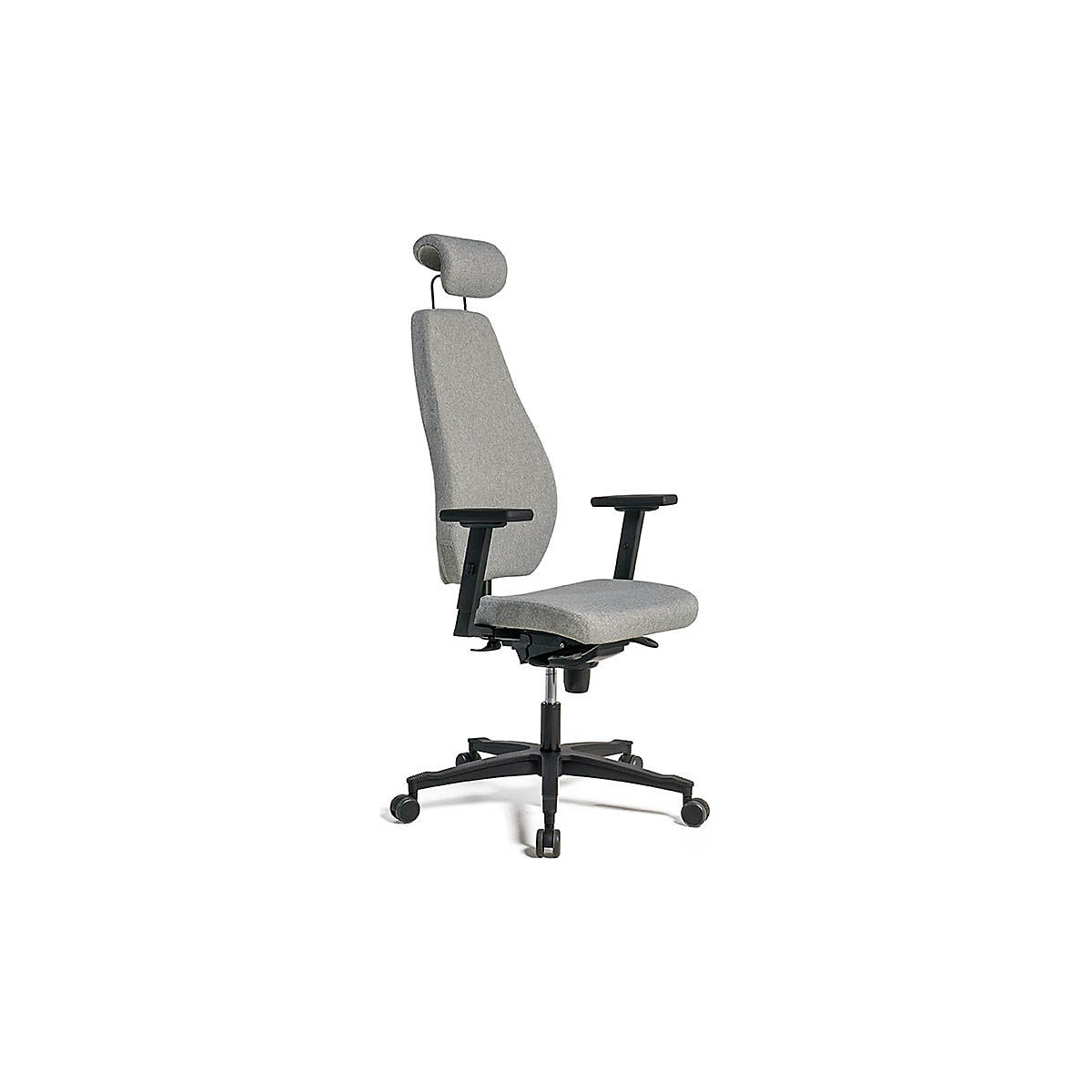 Office swivel chair, synchronous mechanism, with arm rests and headrest, grey-1