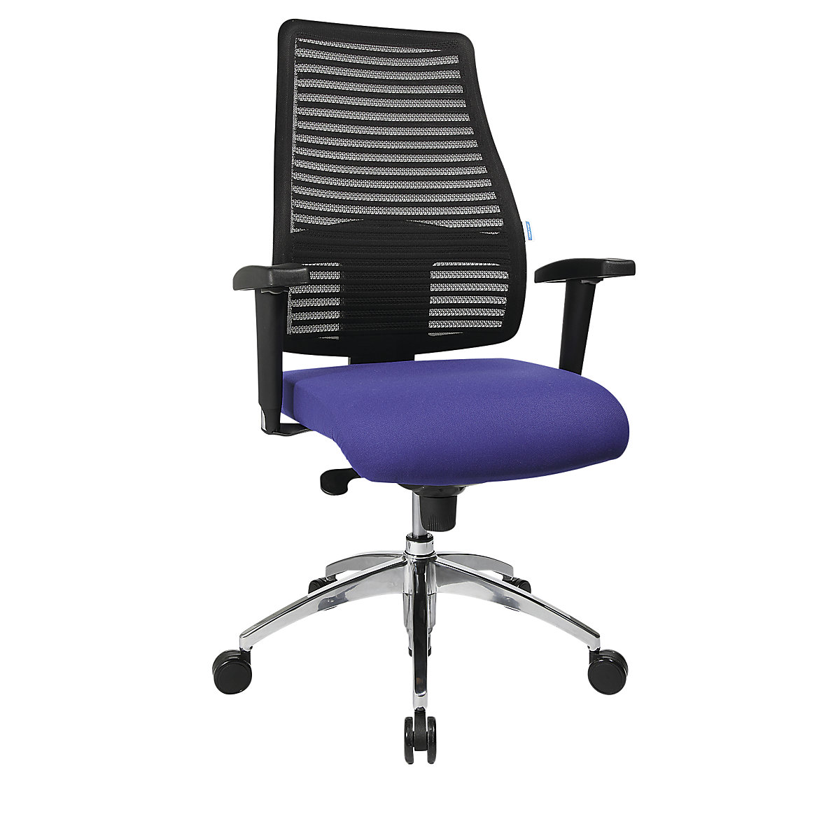 Operator swivel chair, with mesh back rest – eurokraft pro, back rest height 600 mm, blue cover-10