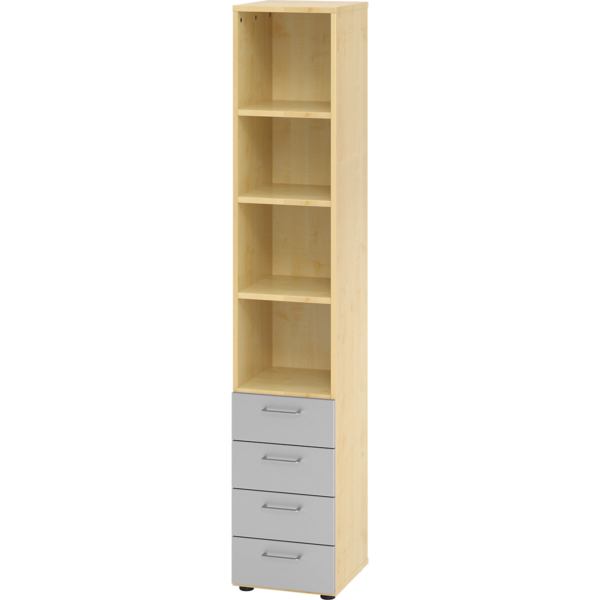 Combination shelf/drawer unit VERA-ZWO, HxWxD 2156 x 400 x 420 mm, maple / silver-0