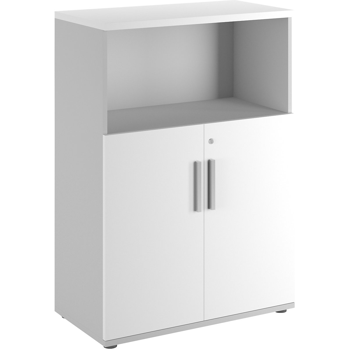 Portland cupboard, WxD 800 x 420 mm, H 1138 mm, door height 700 mm, light grey / white-4