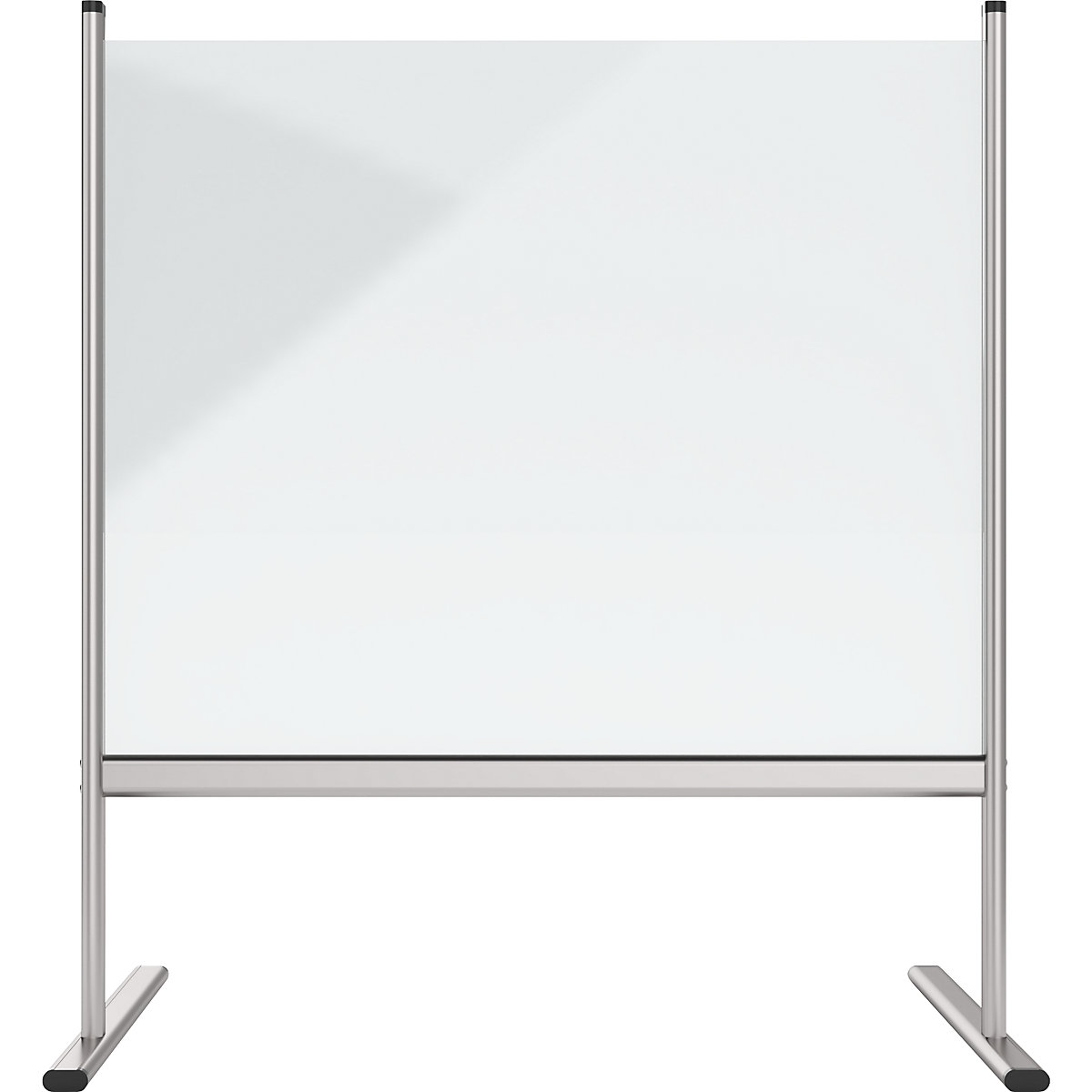 Acrylic glass hygienic partition wall with aluminium frame, feet – magnetoplan