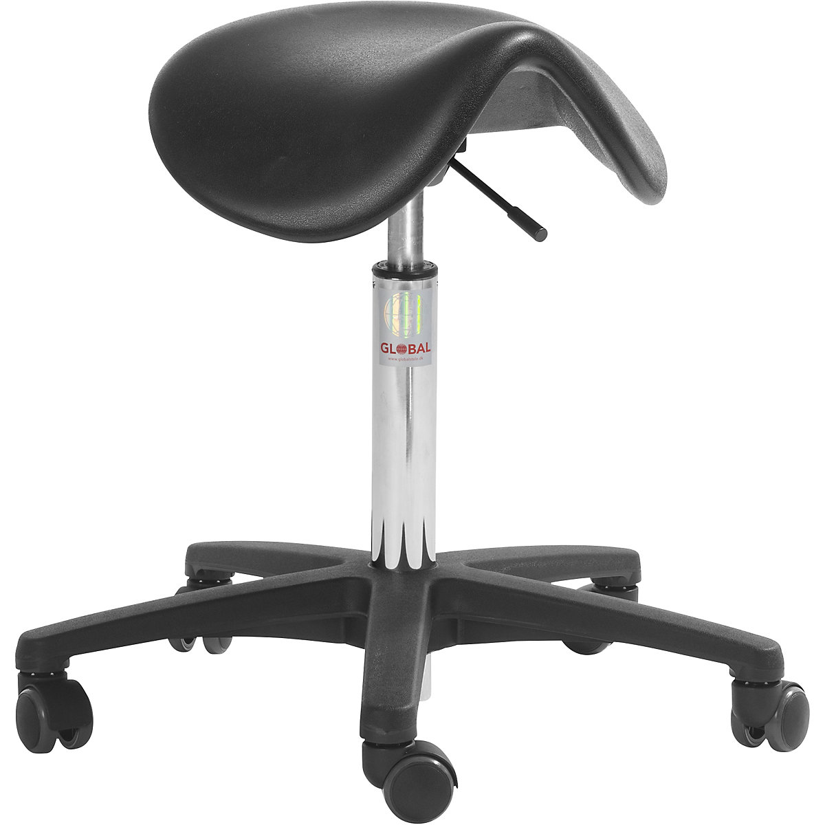 Saddle stool, plastic base