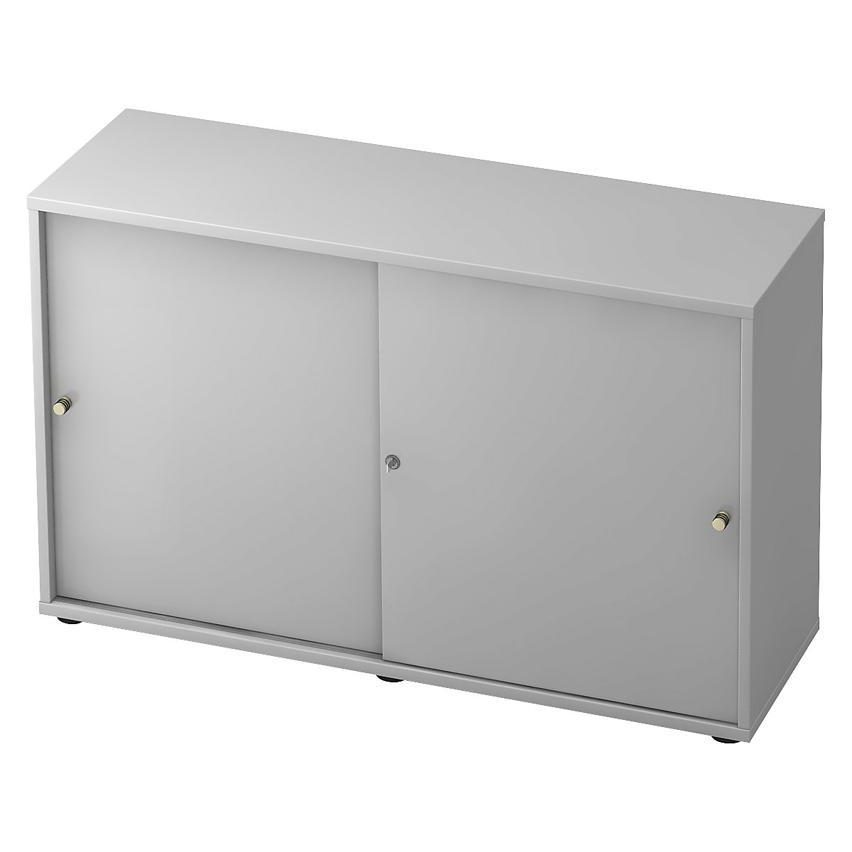Sliding door cupboard – eurokraft pro, 1 shelf, centre partition, light grey / light grey-0