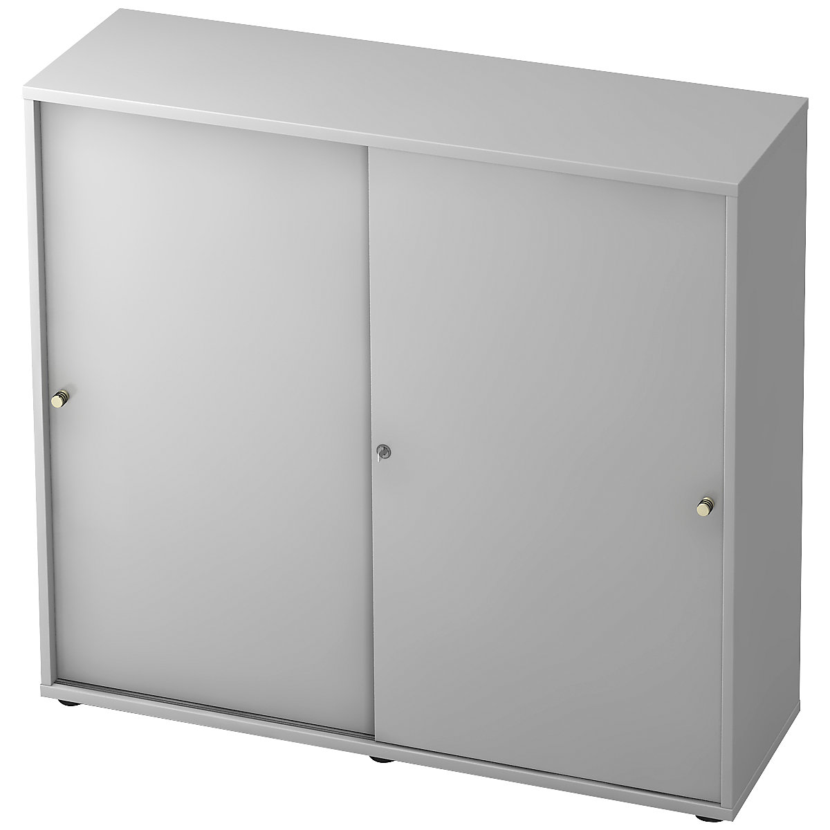 Sliding door cupboard – eurokraft pro, 2 shelves, centre partition, light grey / light grey-0