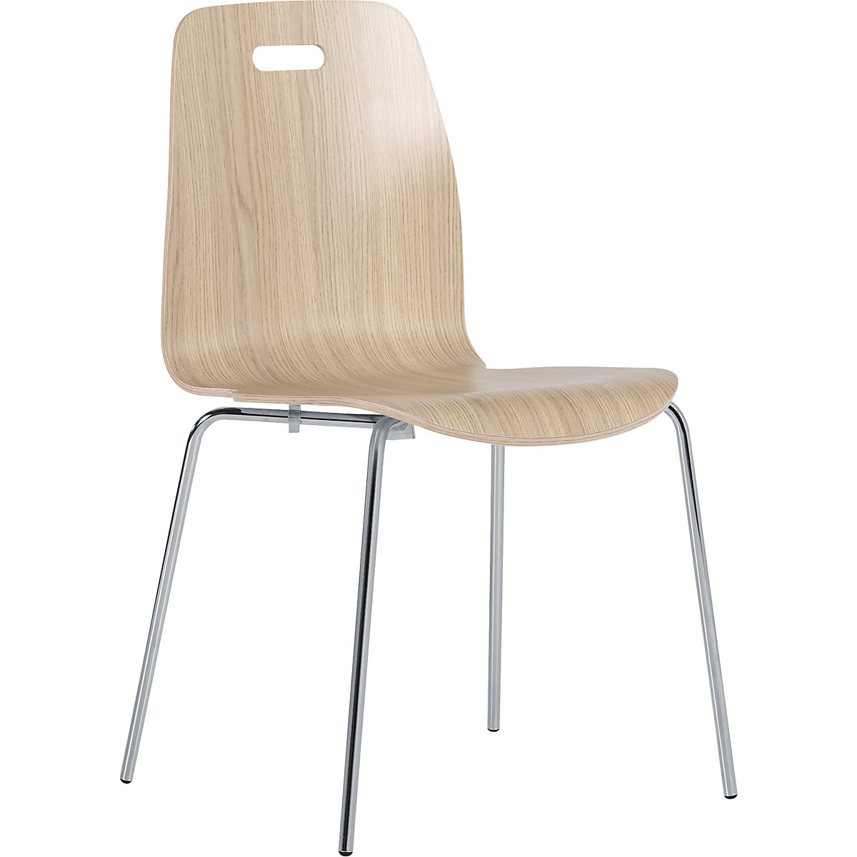 Alina stacking chair, stackable, pack of 4, oak/chrome-0