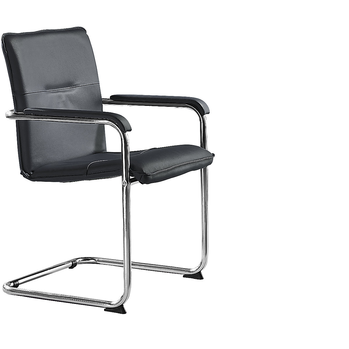 Cantilever chair with genuine leather covering