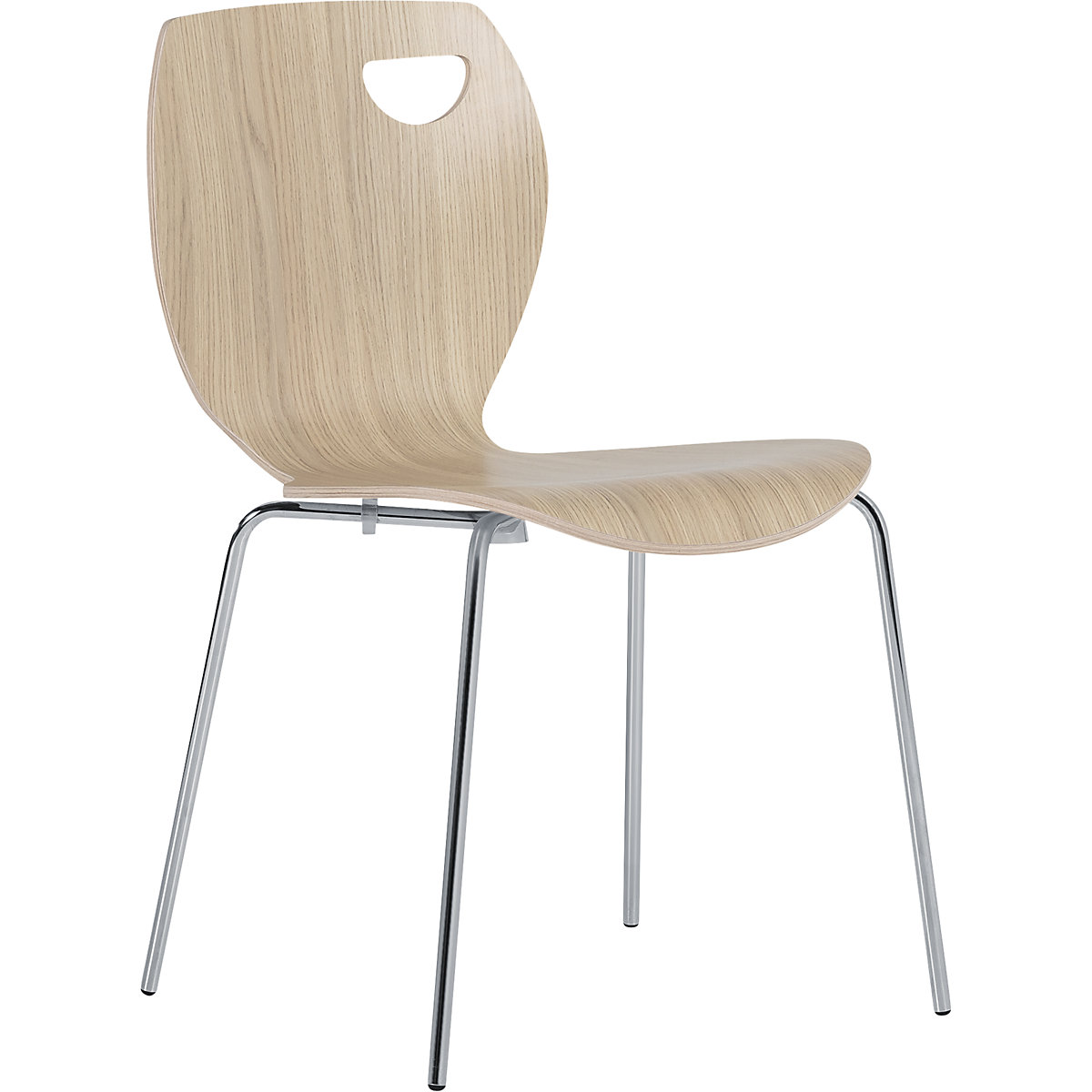 Laura stacking chair, stackable, pack of 4, oak/chrome-0