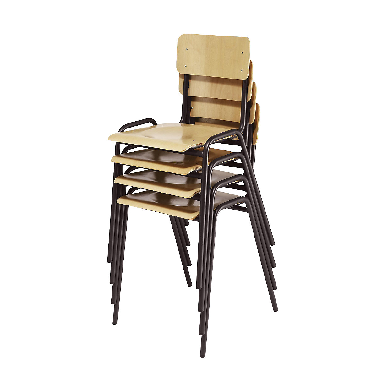 Stacking chair, beech plywood - eurokraft basic