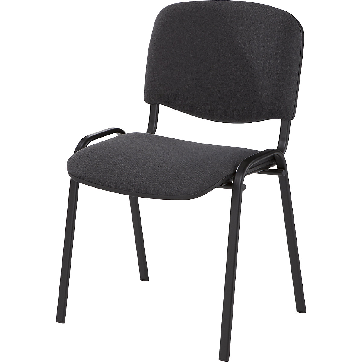 Visitors' chair, stackable, upholstered back rest, black frame, charcoal upholstery, pack of 2-0