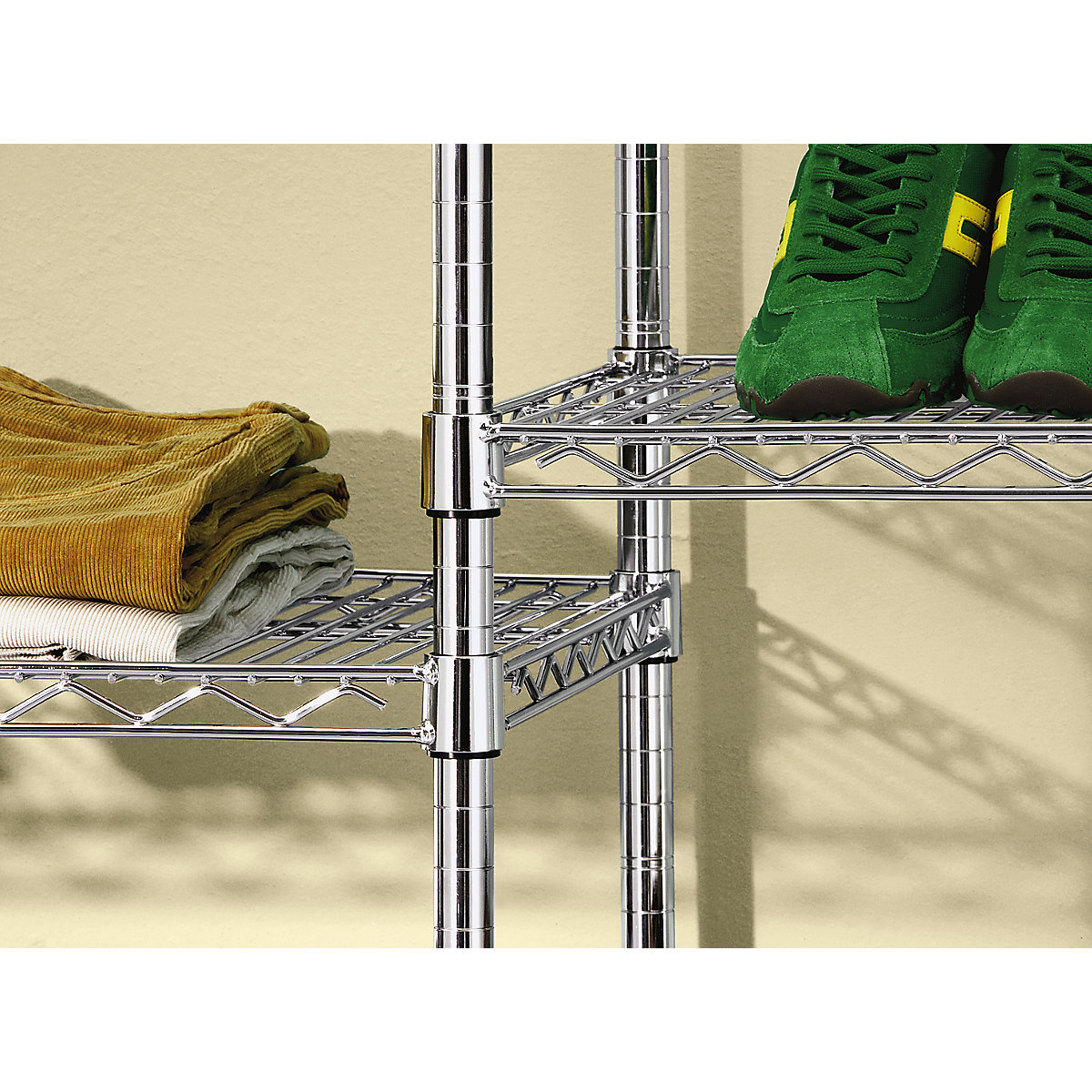 Two shelf units connected by one post