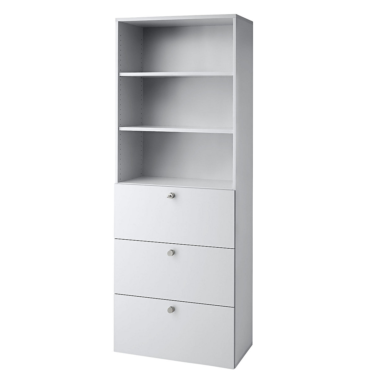 Combination cupboards ANNY – eurokraft pro, 2 shelves, 3 suspension file drawers, light grey / light grey-1