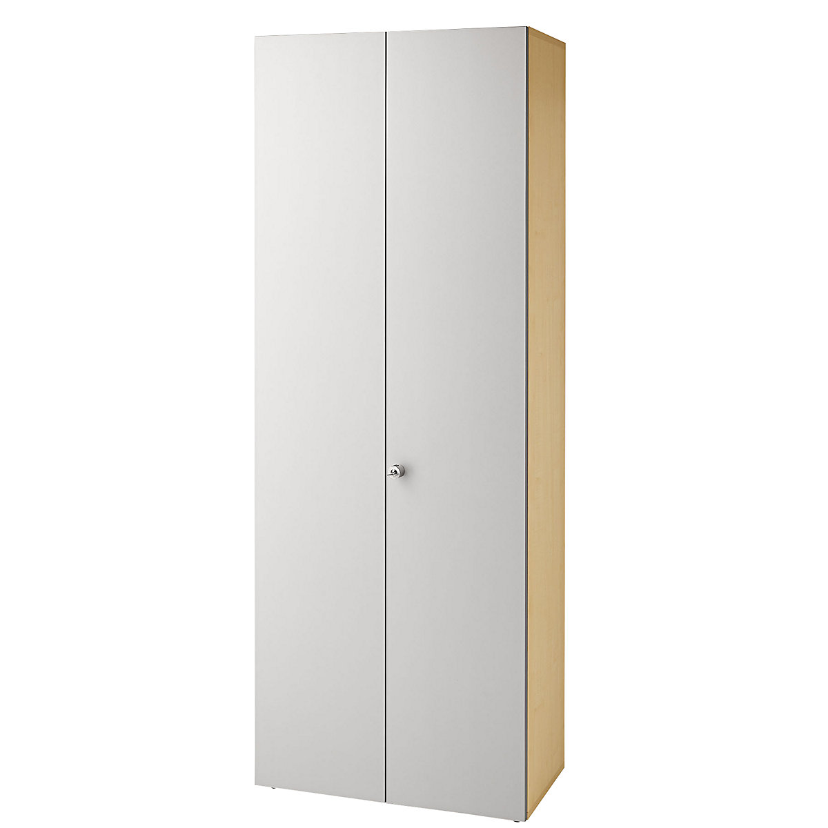 Filing cupboard ANNY – eurokraft pro, hinged doors, 5 shelves, maple finish / aluminium silver-1