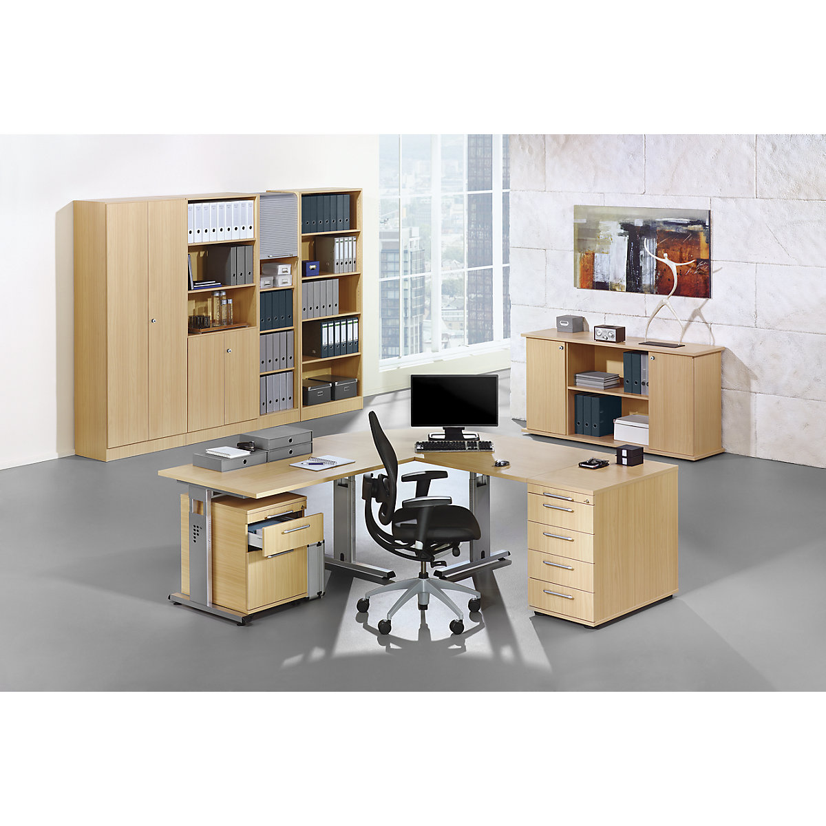 Desk with C-foot frame FINO (Product illustration 2)-1