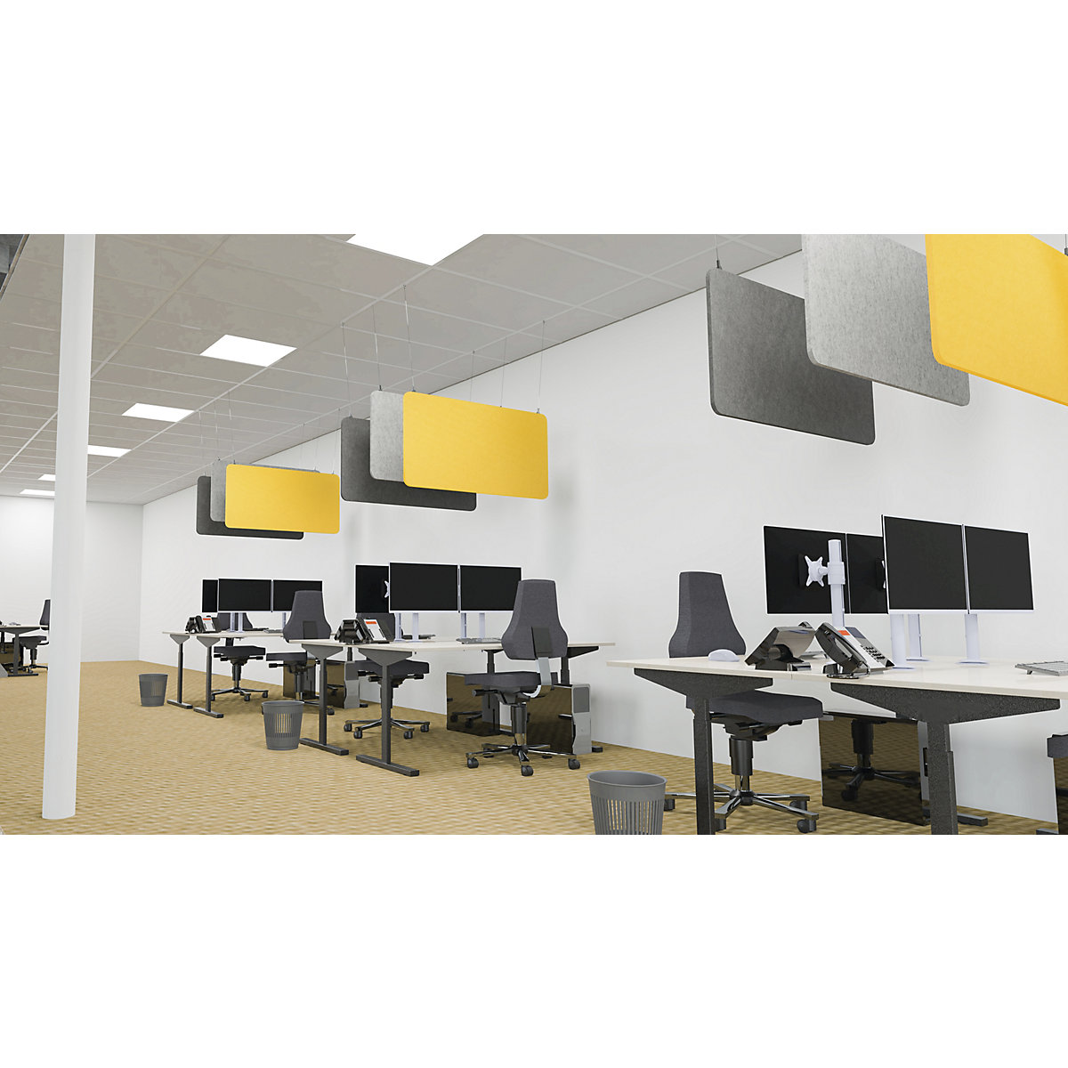 Placa de techo acústica, fieltro PET – eurokraft basic (Imagen del producto 3)-2