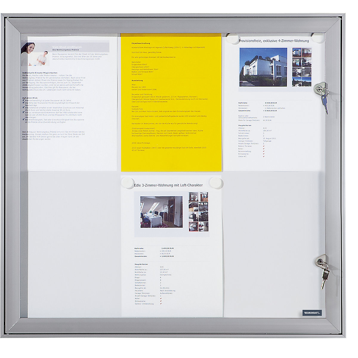 Vitrina de anuncios con puerta batiente – eurokraft pro (Imagen del producto 4)-3