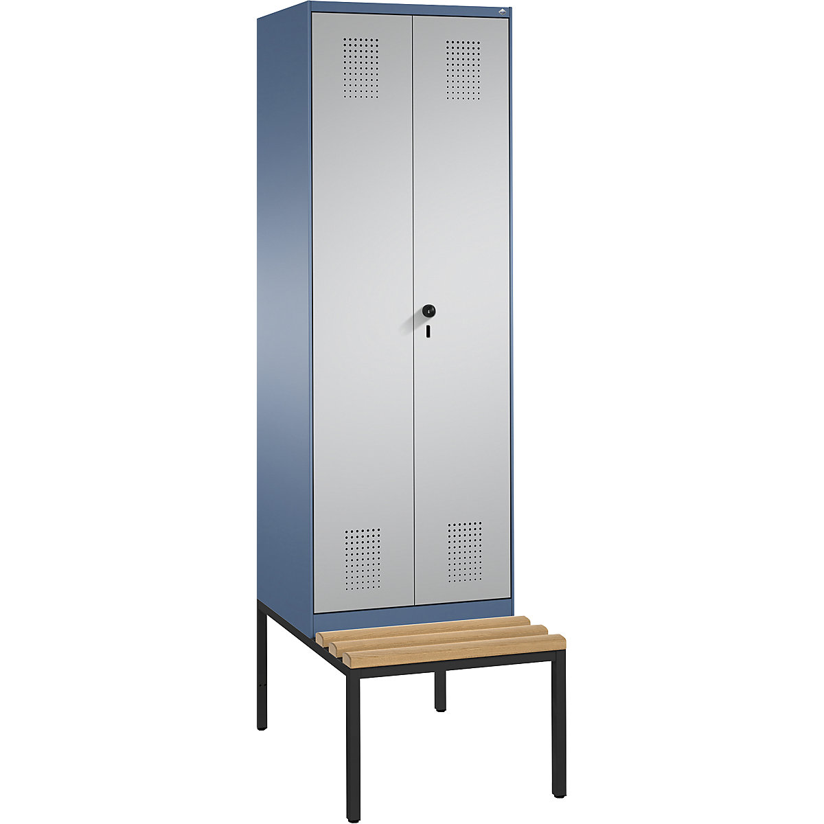 Garderobna omara EVOLO, dvokrilna vrata, s klopjo - C+P