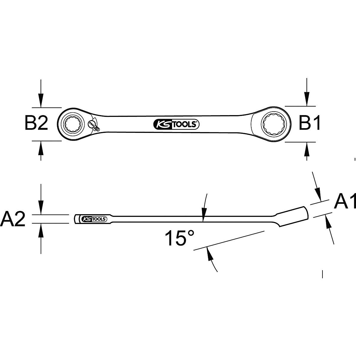 Clé à cliquet réversible à mini-embout GEARplus – KS Tools (Illustration du produit 2)-1