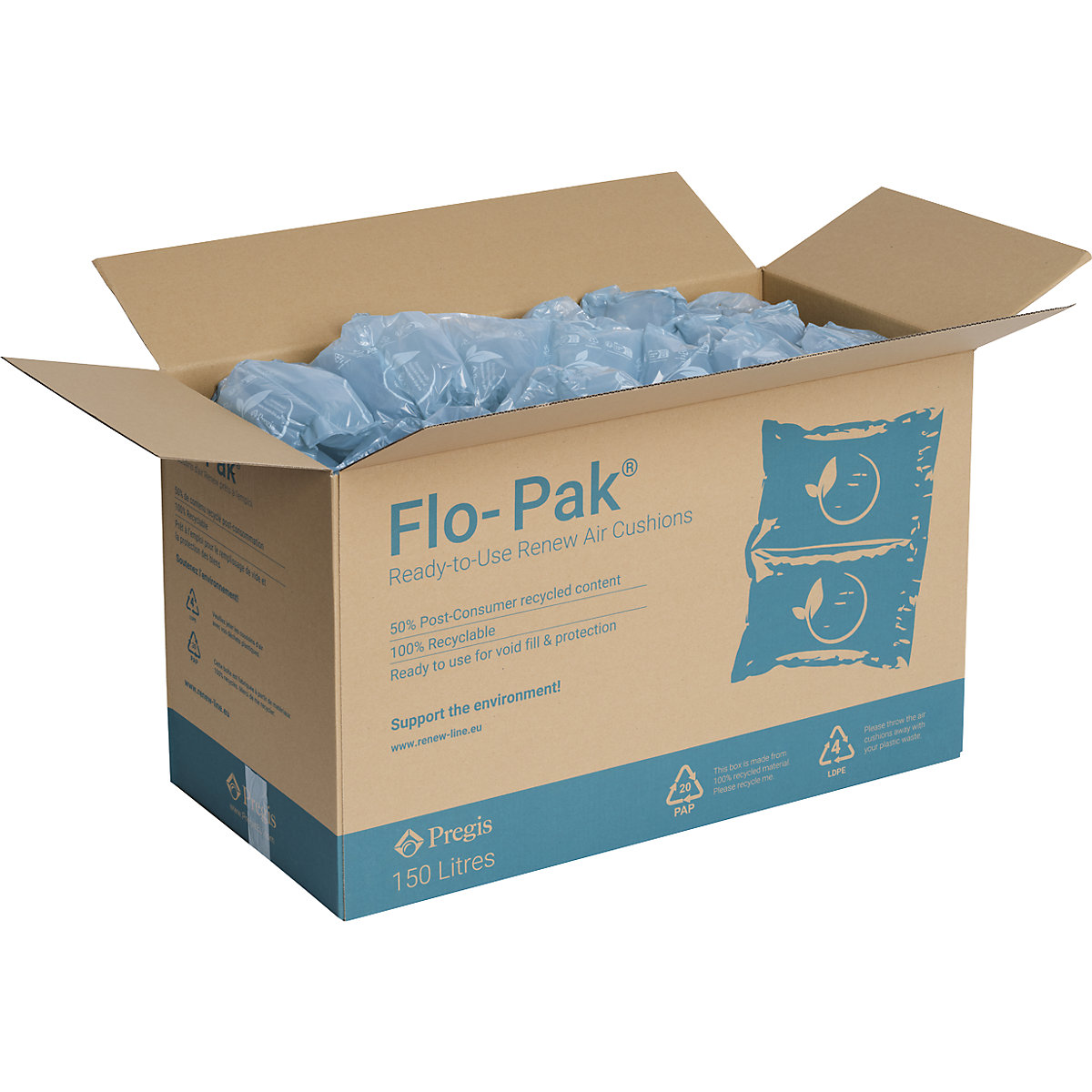 Air cushions in a dispensing box