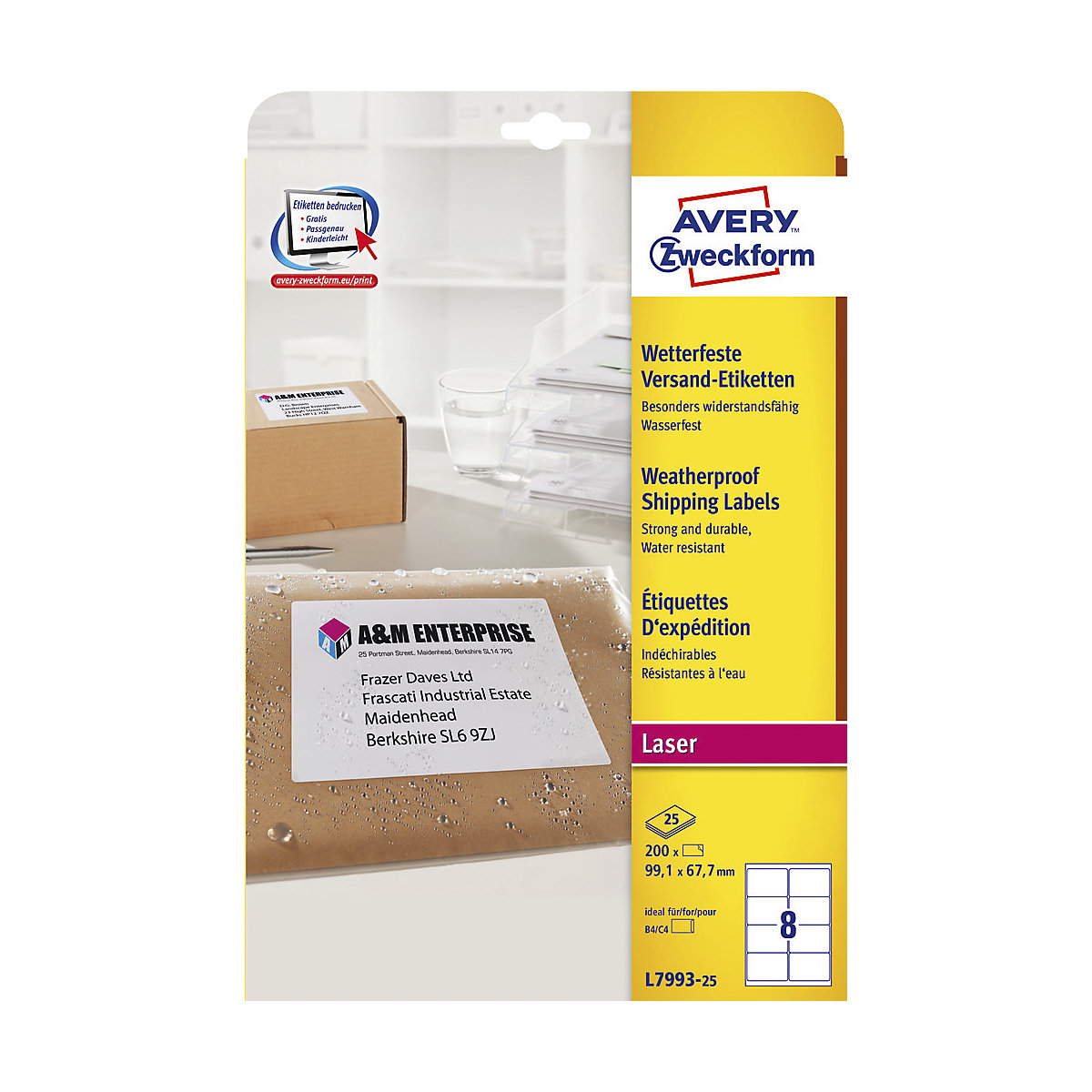 Weatherproof shipping labels