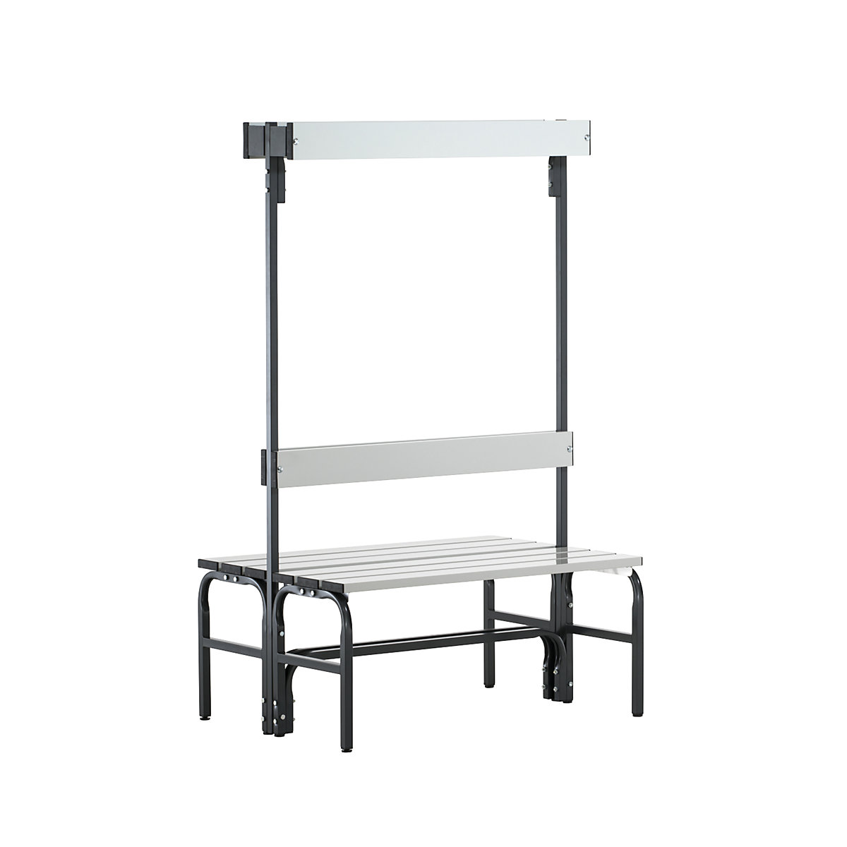 Kleedkamerbank van roestvast staal – Sypro, h x d = 1650 x 725 mm, lengte 1015 mm, 6 haken, antraciet-0