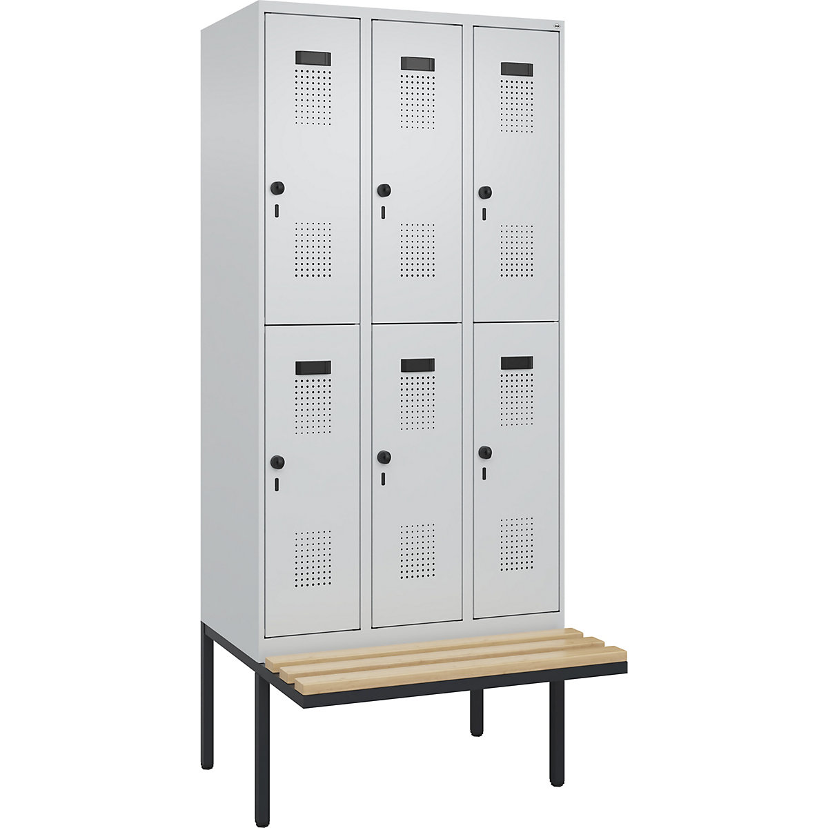 Lockerkast Evolo PLUS met twee verdiepingen en zitbank (Productafbeelding 2)-1