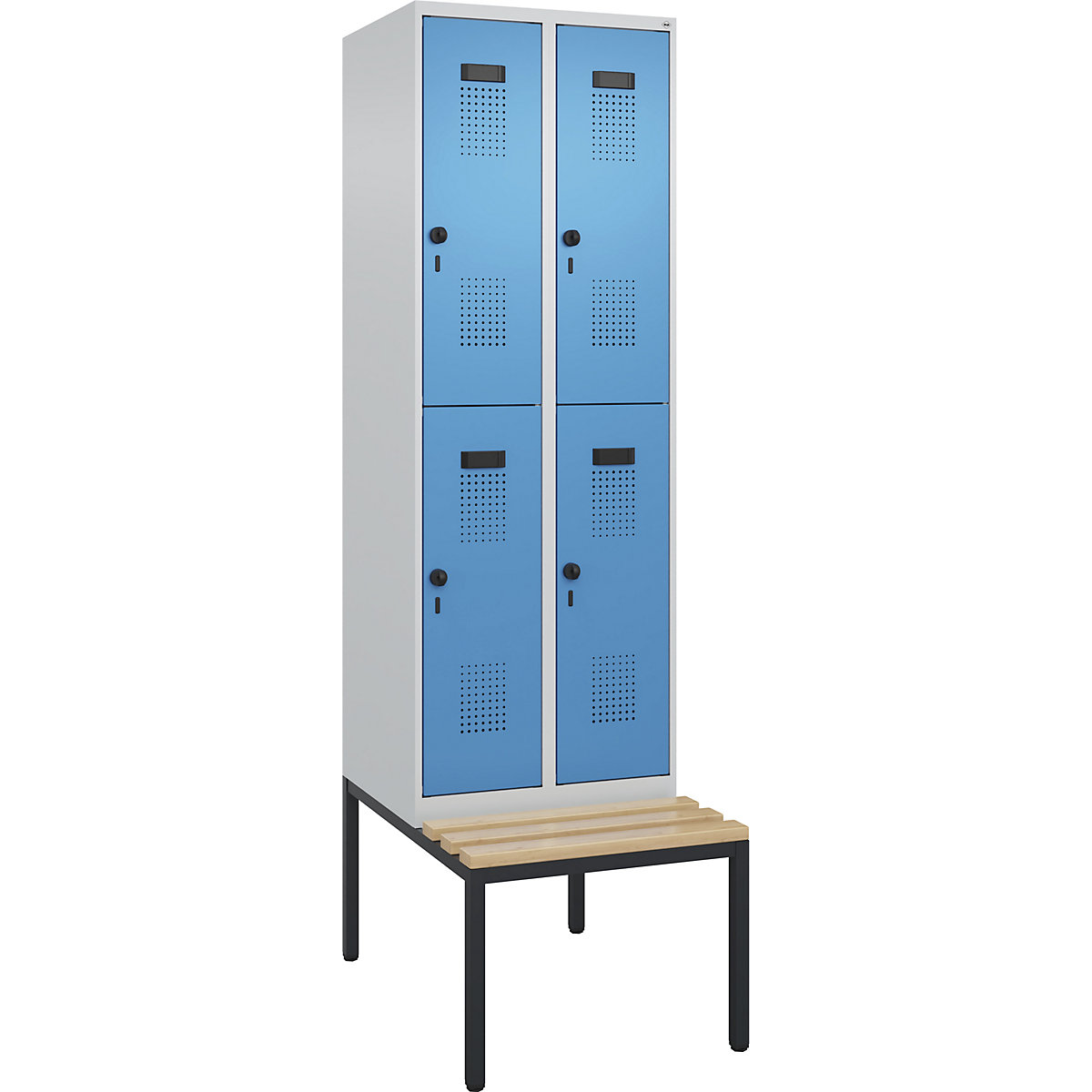 Lockerkast Evolo PLUS met twee verdiepingen en zitbank (Productafbeelding 2)-1