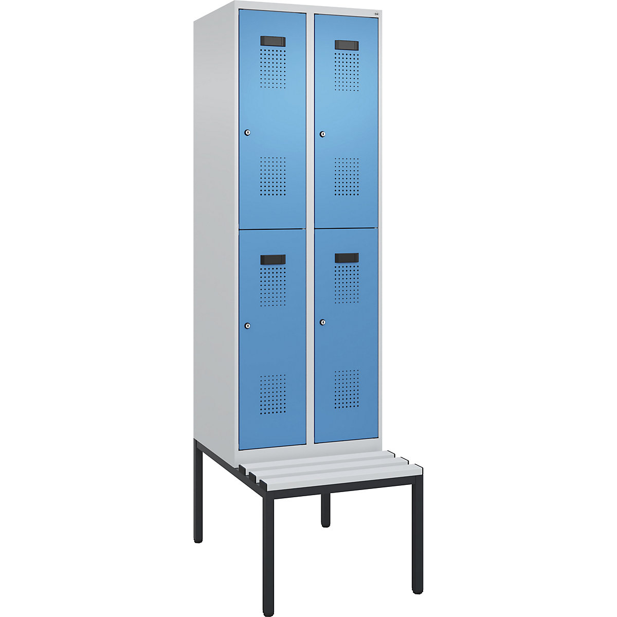 Lockerkast Evolo PLUS met twee verdiepingen en zitbank (Productafbeelding 2)-1