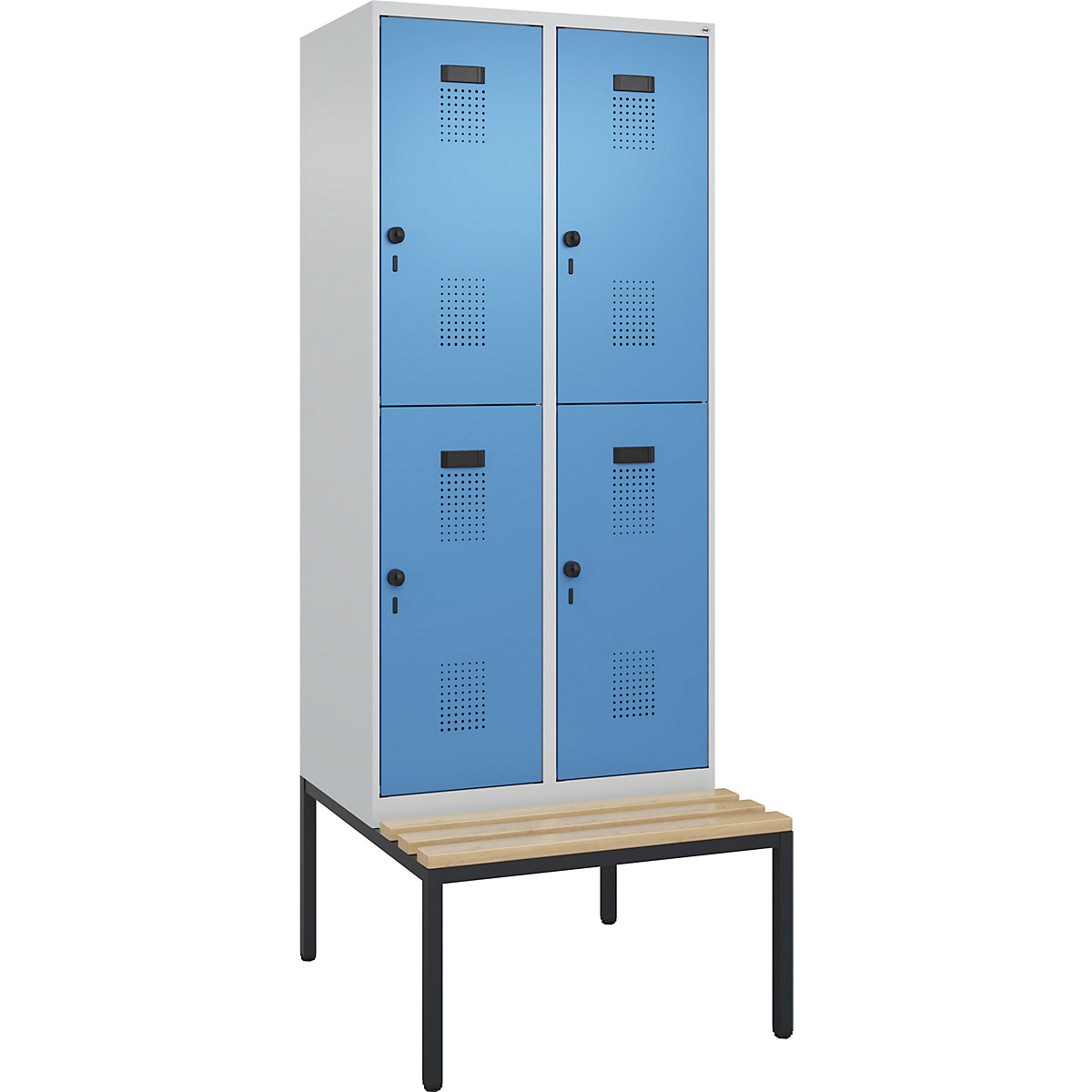 Lockerkast Evolo PLUS met twee verdiepingen en zitbank (Productafbeelding 2)-1