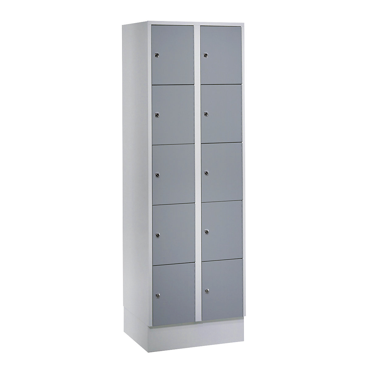 Vijfvoudige locker München – Wolf, 2 compartimenten, lichtgrijs / zilvergrijs, b = 600 mm, met bodemsokkel-0