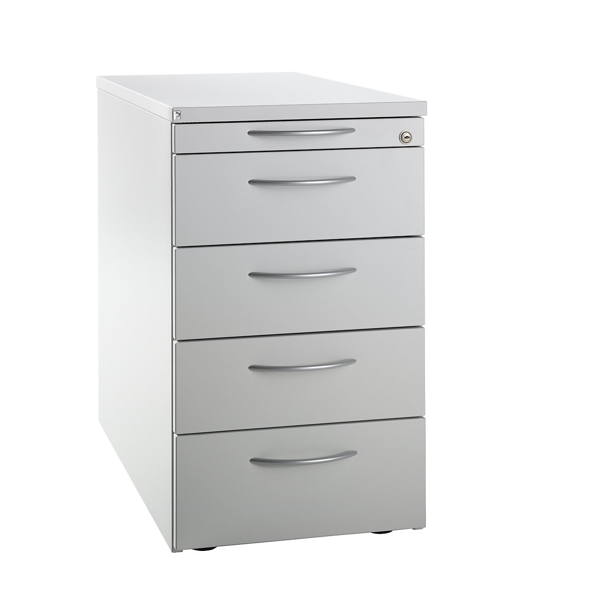 Stacionarni predalnik LENA, 1 predal za potrebščine, 4 predali za material, višina 720 mm, svetlo siva-0