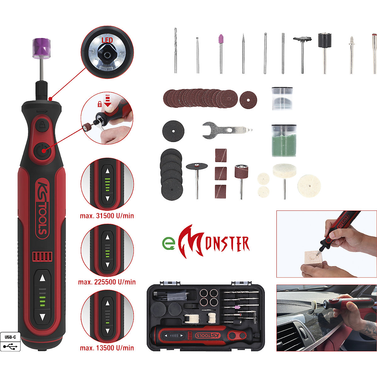 eMONSTER rechargeable multifunction tool set - KS Tools