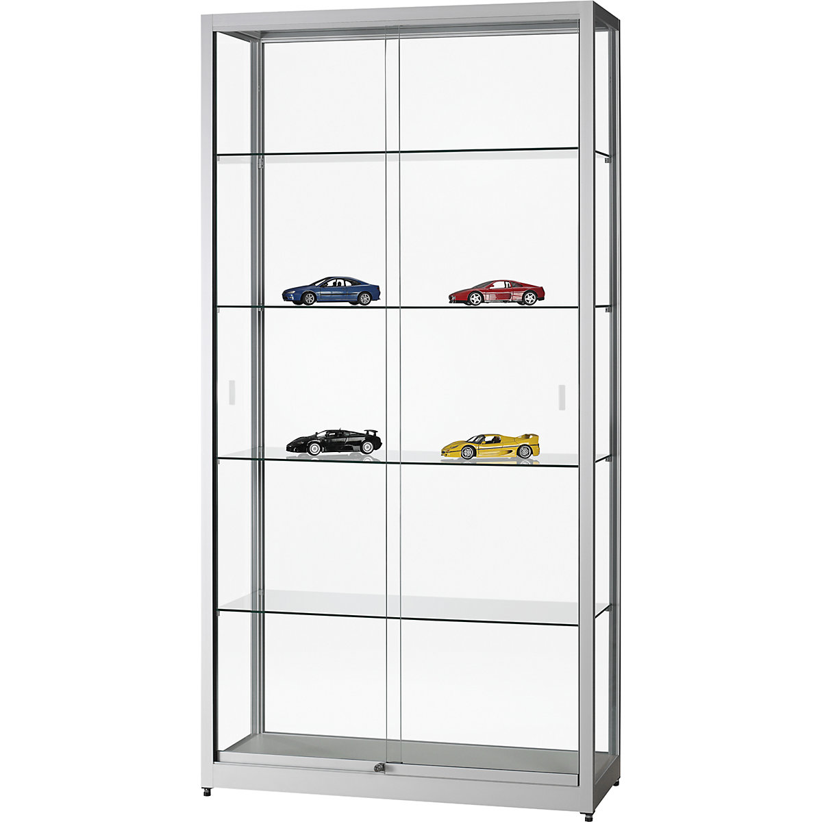 Vitrine, Breite 1000 mm, ohne Beleuchtung, HxT 1972 x 400 mm, ohne Unterschrank, silber-0