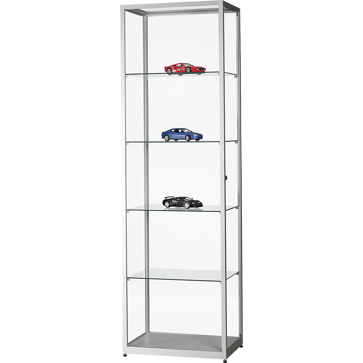 Vitrine, Höhe 1984 mm, ohne Beleuchtung, BxT 600 x 400 mm, rechteckig, silber-0