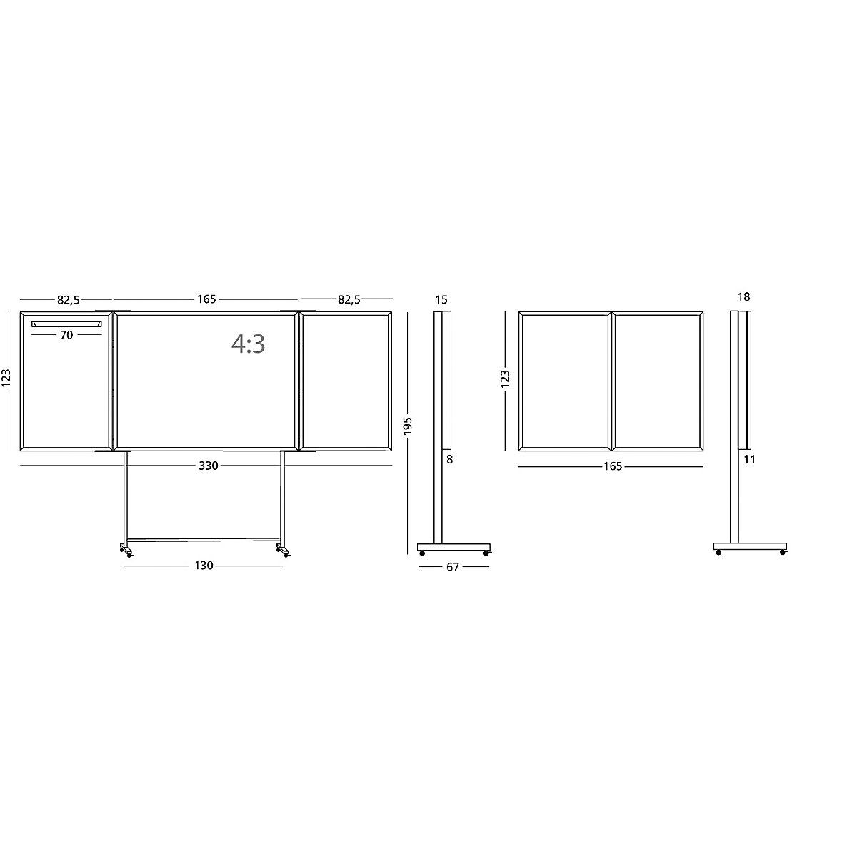 Whiteboard-Klapptafel, Komplettset (Produktabbildung 2)-1