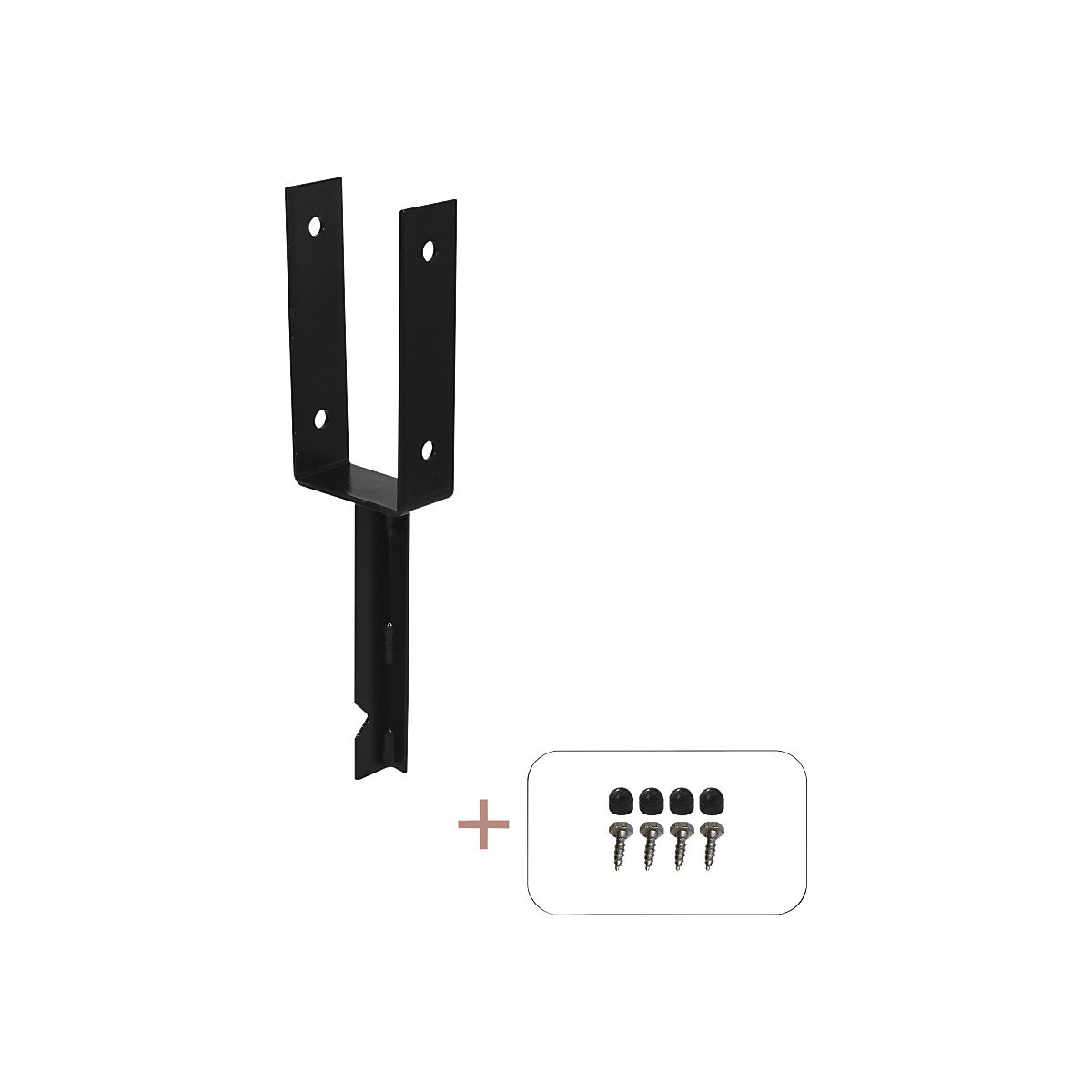 Pätka stĺpika v tvare U, v x š x h 400 x 91 x 50 mm, čierna-0