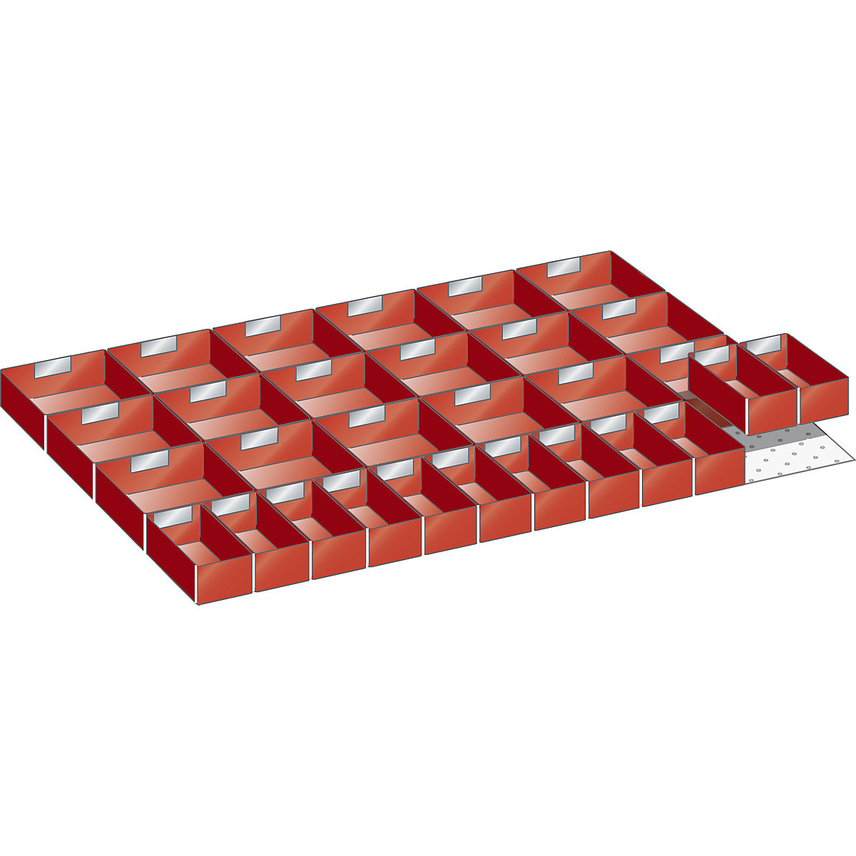 Plastová vkladacia prepravka – LISTA, pre rozmery skrine 1023 x 725 mm, pre výšku zásuvky 100 mm-1