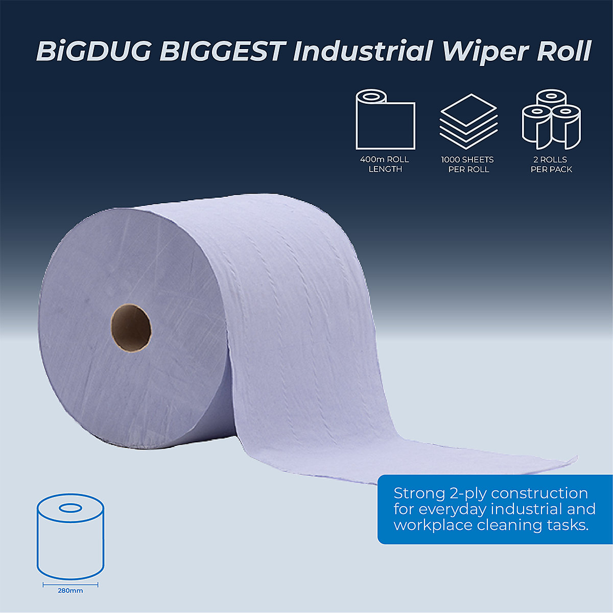 BiGDUG BIGGEST Blue Industrial Wiper Roll (Product illustration 3)-2