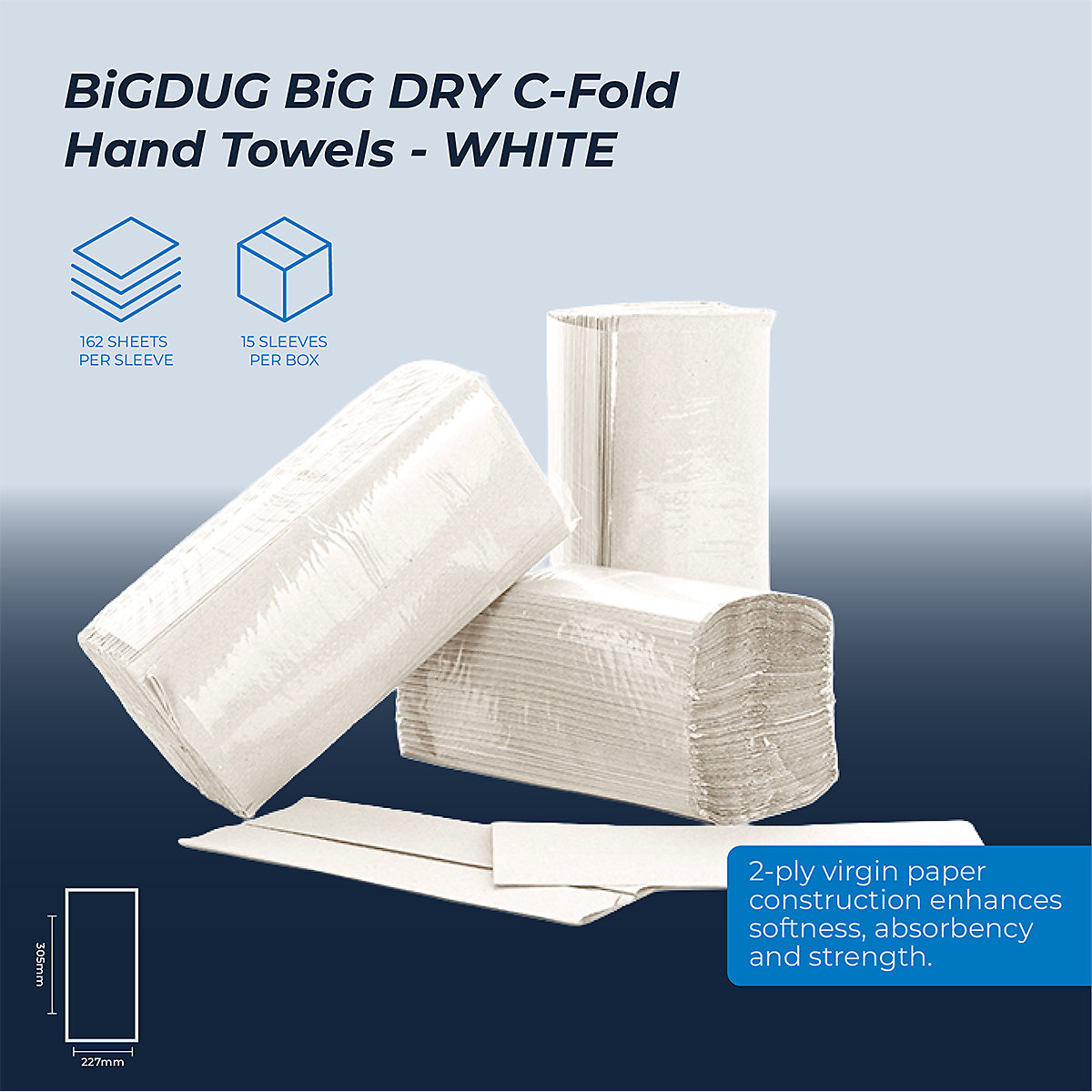 BiGDUG BiG DRY White C-Fold Hand Towels (Product illustration 3)-2