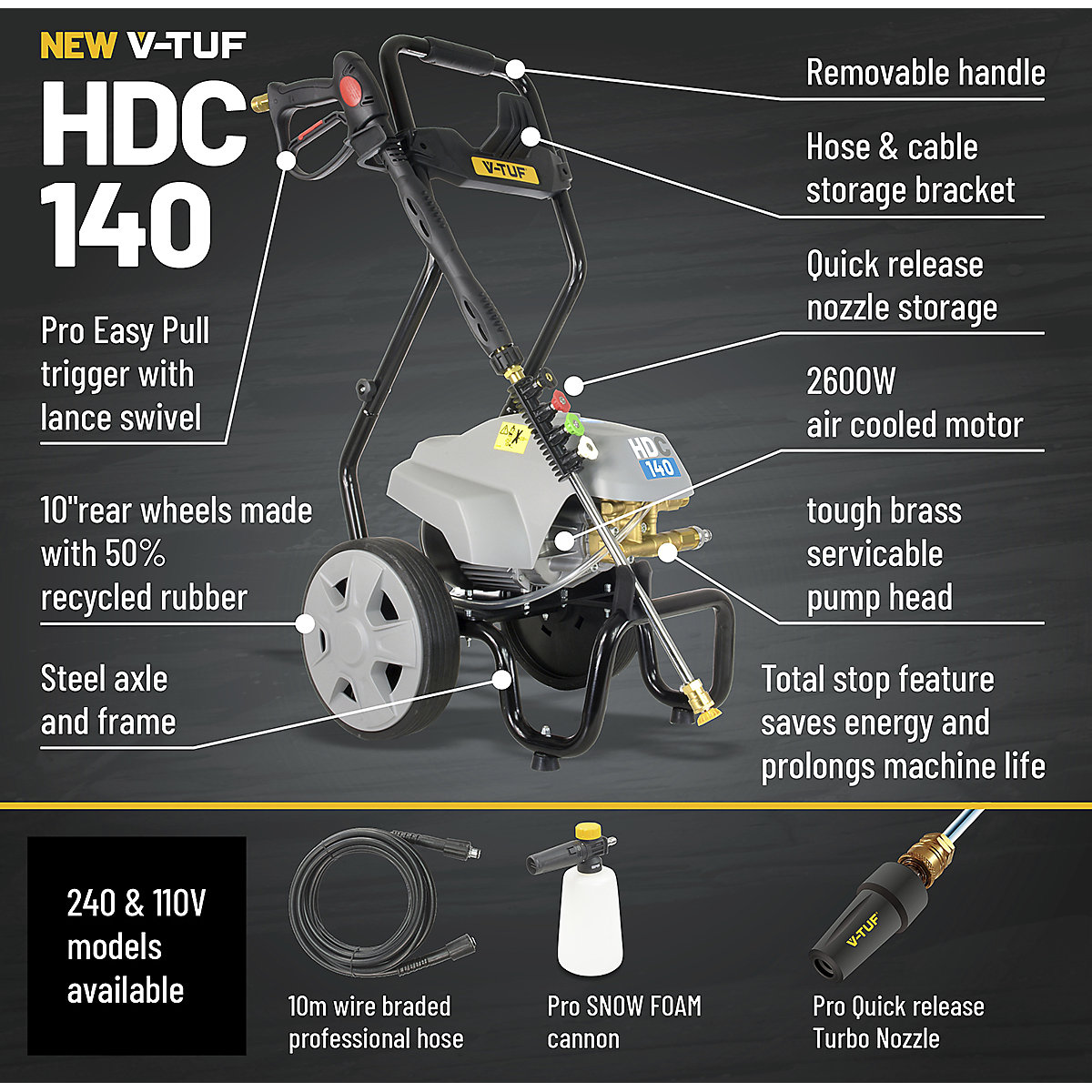 V-TUF HDC140 Professional Cold Electric Pressure Washer (Product illustration 5)-4