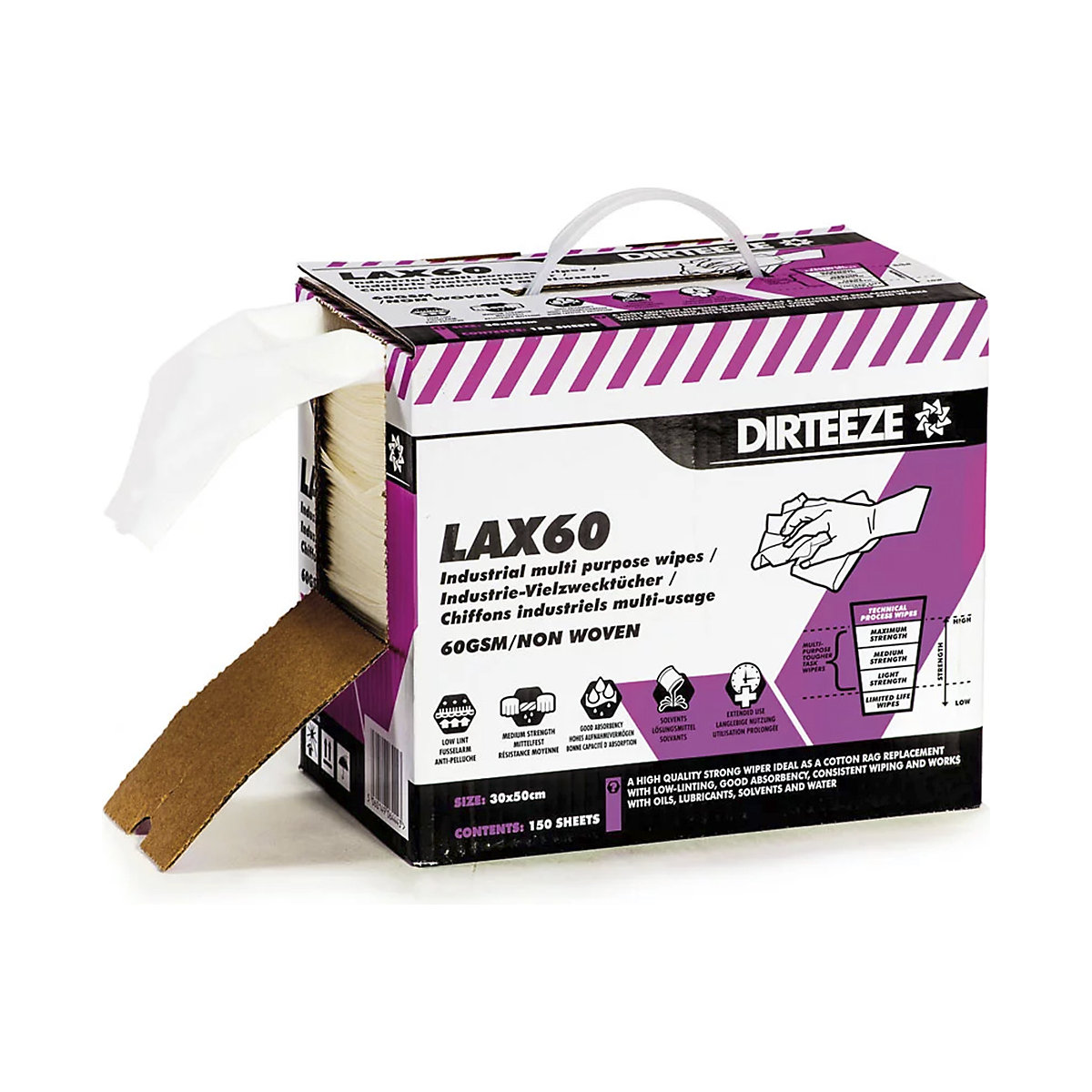 Dirteeze Lax 60 Low-Lint Replacement Wipes