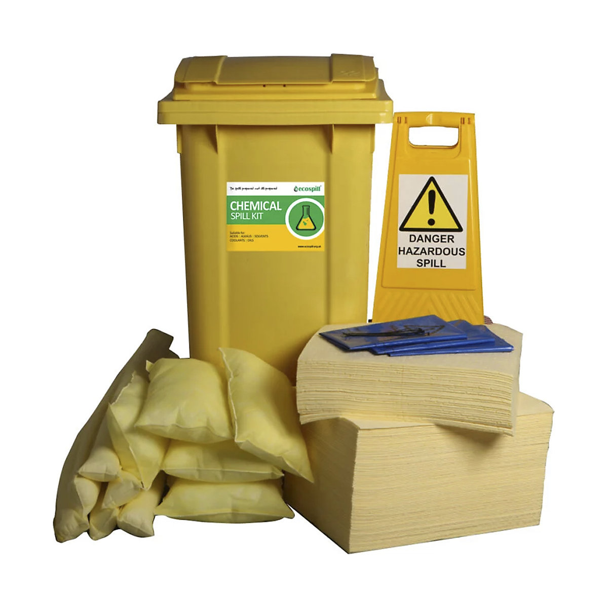 Ecospill Chemical Spill Kits | Clip-Top Carrier, Vinyl Holdall & Wheelie Bin Options