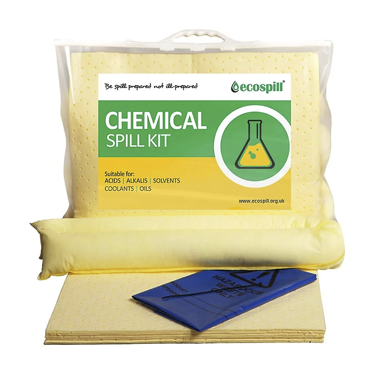 Ecospill Chemical Spill Kits | Clip-Top Carrier, Vinyl Holdall & Wheelie Bin Options
