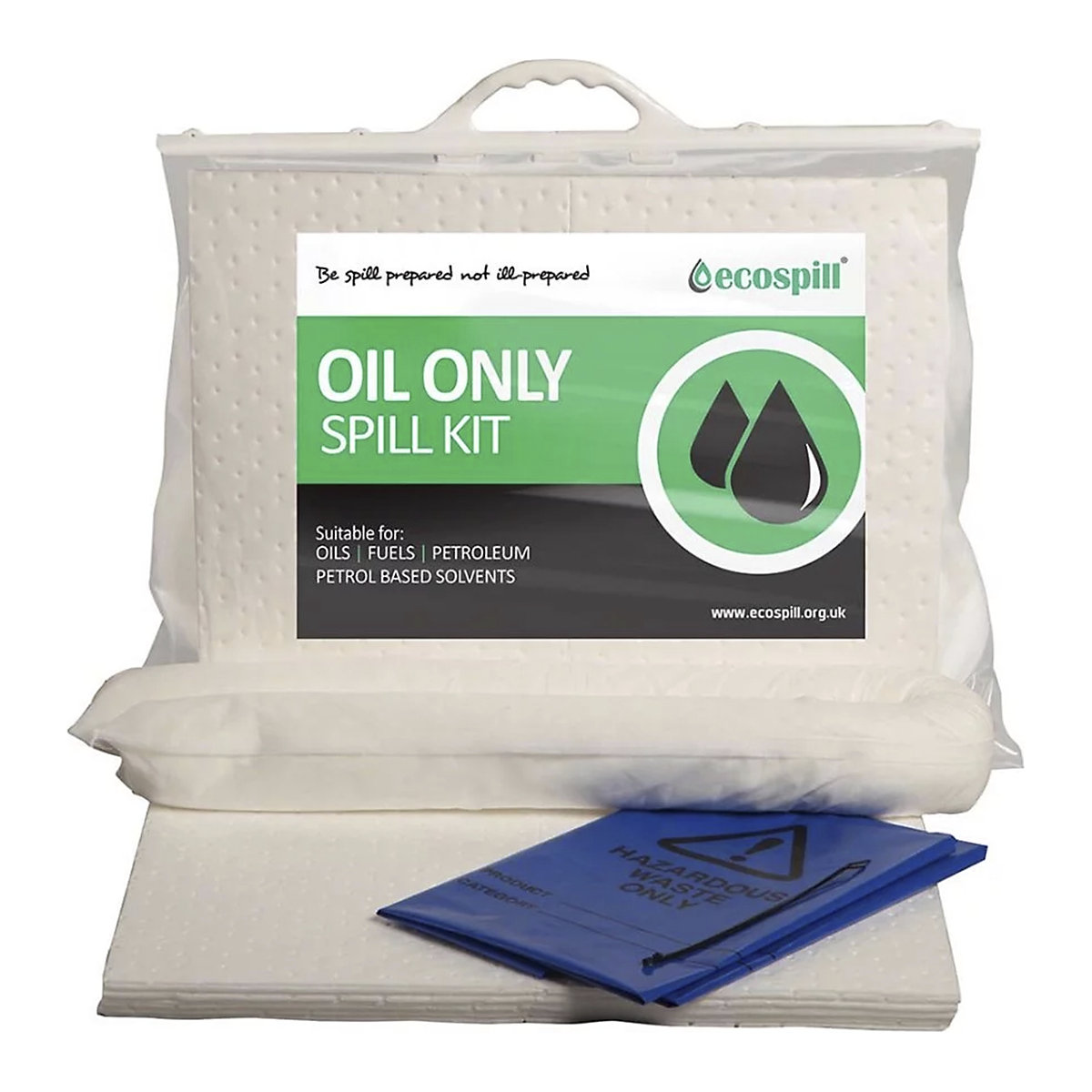 Ecospill Oil-Only Spill Kits | Clip-Top Carrier, Vinyl Holdall & Wheelie Bin Options