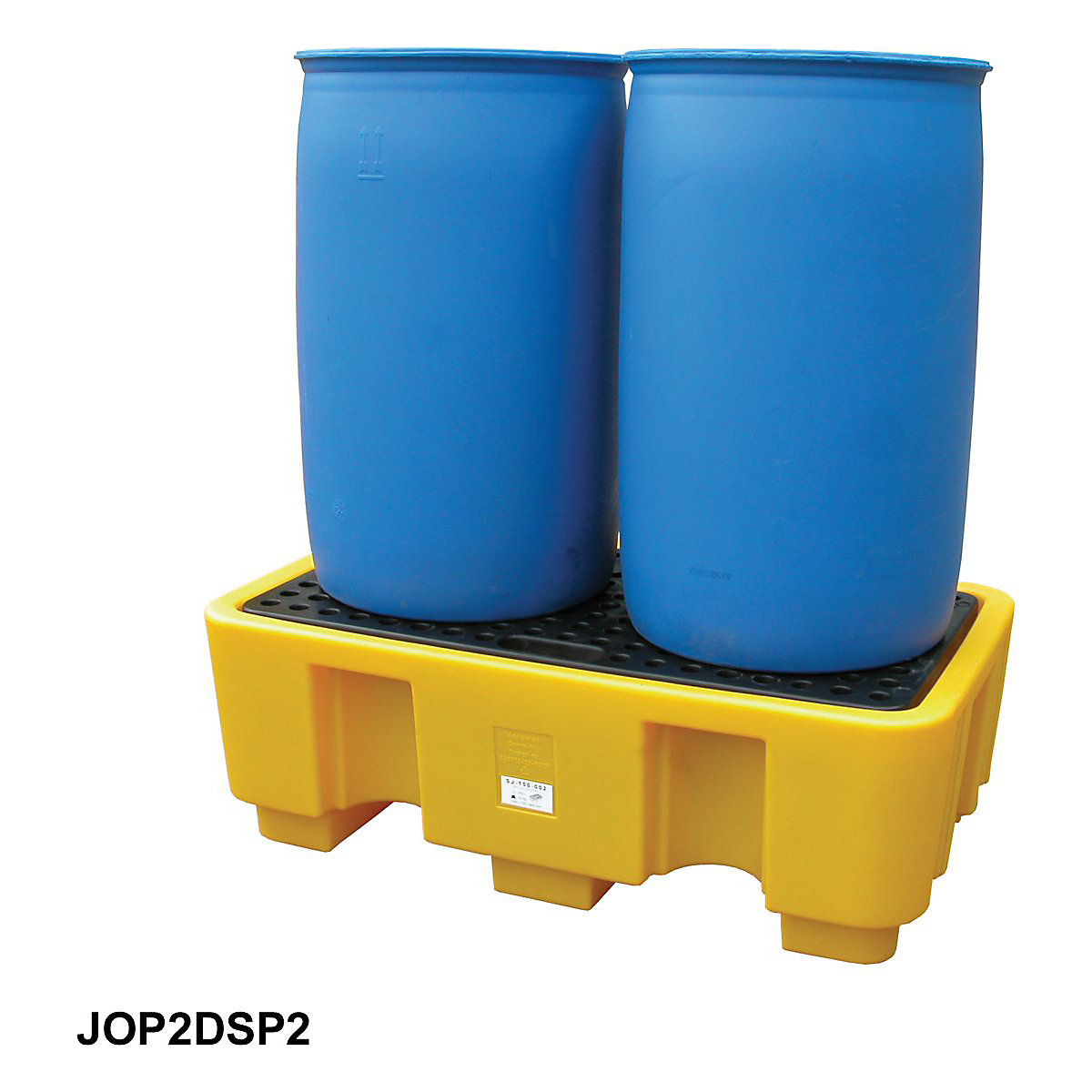 Plastic Two Drum Spill Pallets, Plastic Two Drum Spill Pallets, Plastic Two Drum Spill Pallet | 440h x 1300w x 750d mm | 650kg Capacity | Black/Yellow-3